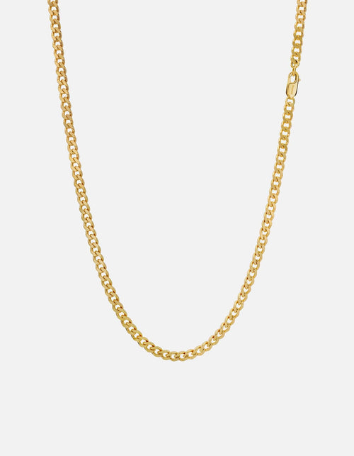 4mm Cuban Curb Chain Necklace, Gold Vermeil