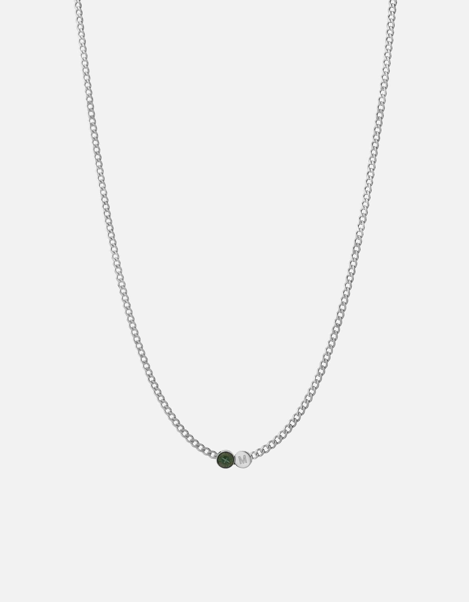 Miansai Necklaces Dove Type Chain Necklace, Sterling Silver 1 Letter / Teal / 24 in. / Monogram: Yes
