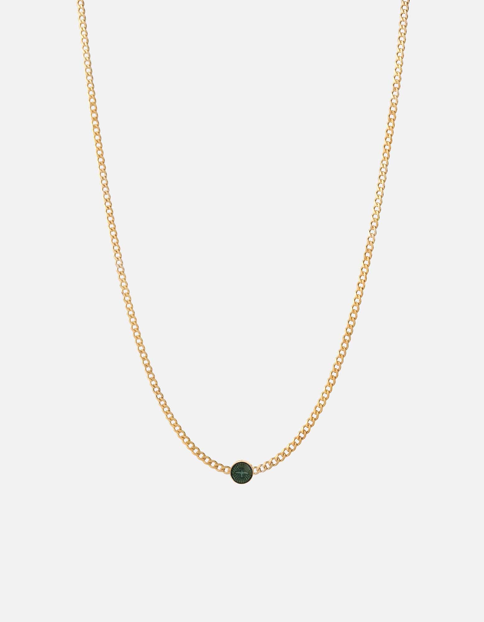 Miansai Necklaces Dove Type Chain Necklace, Gold Vermeil No Letter / Teal / 24 in. / Monogram: No