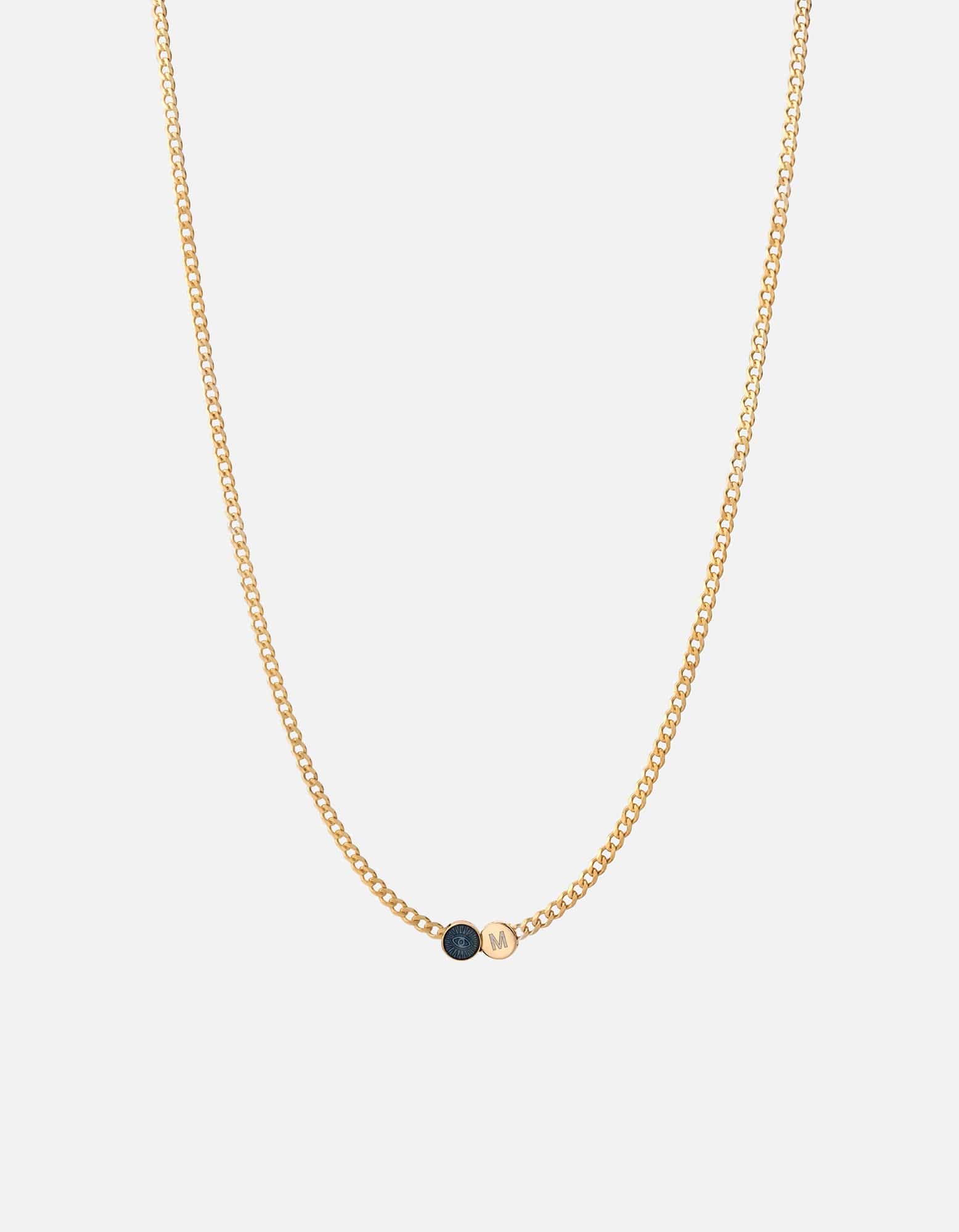 Eye of Time Type Chain Necklace, Gold Vermeil/Blue