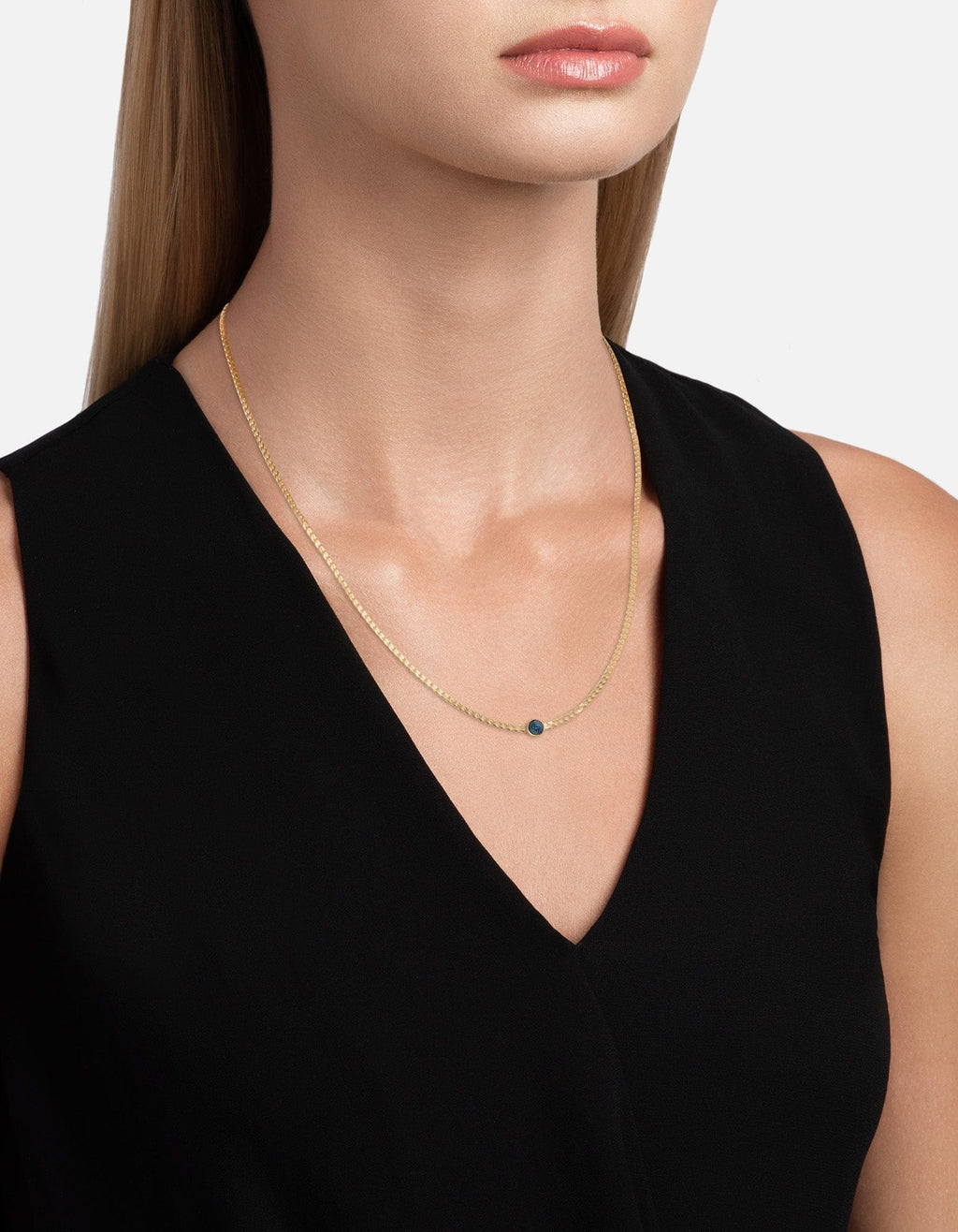 Eye of Time Type Chain Necklace, Gold Vermeil/Blue