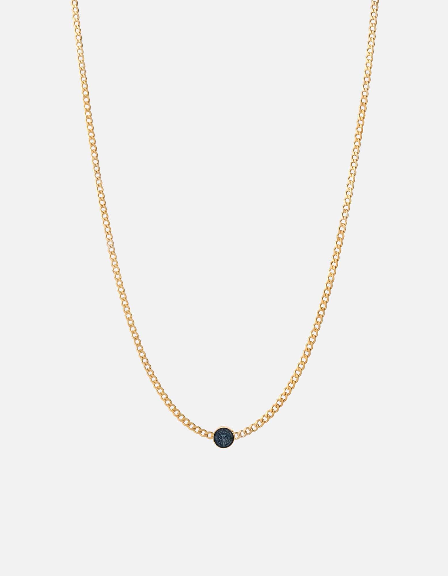 Miansai Necklaces Eye of Time Type Chain Necklace, Gold Vermeil/Blue No Letter / Blue / 24 in. / Monogram: No
