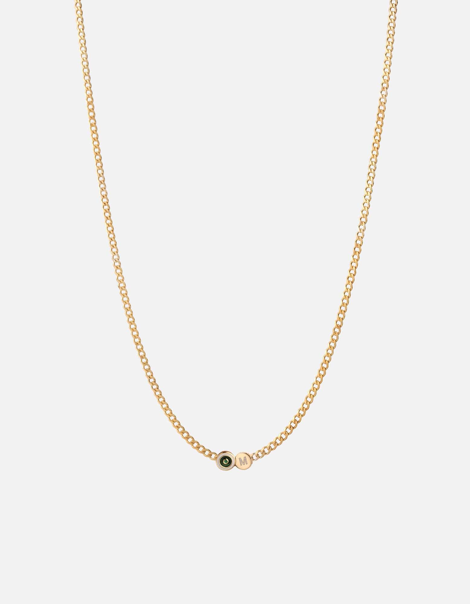 Miansai Necklaces Opus Chalcedony Type Chain Necklace, Gold Vermeil/Green 1 Letter / Green / 24 in. / Monogram: No