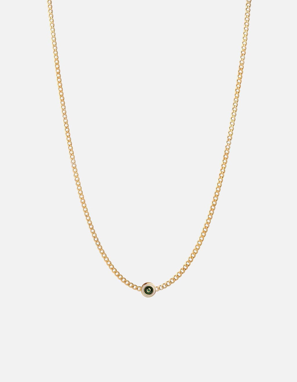 Miansai Necklaces Opus Chalcedony Type Chain Necklace, Gold Vermeil/Green 1 Letter / Green / 24 in. / Monogram: Yes
