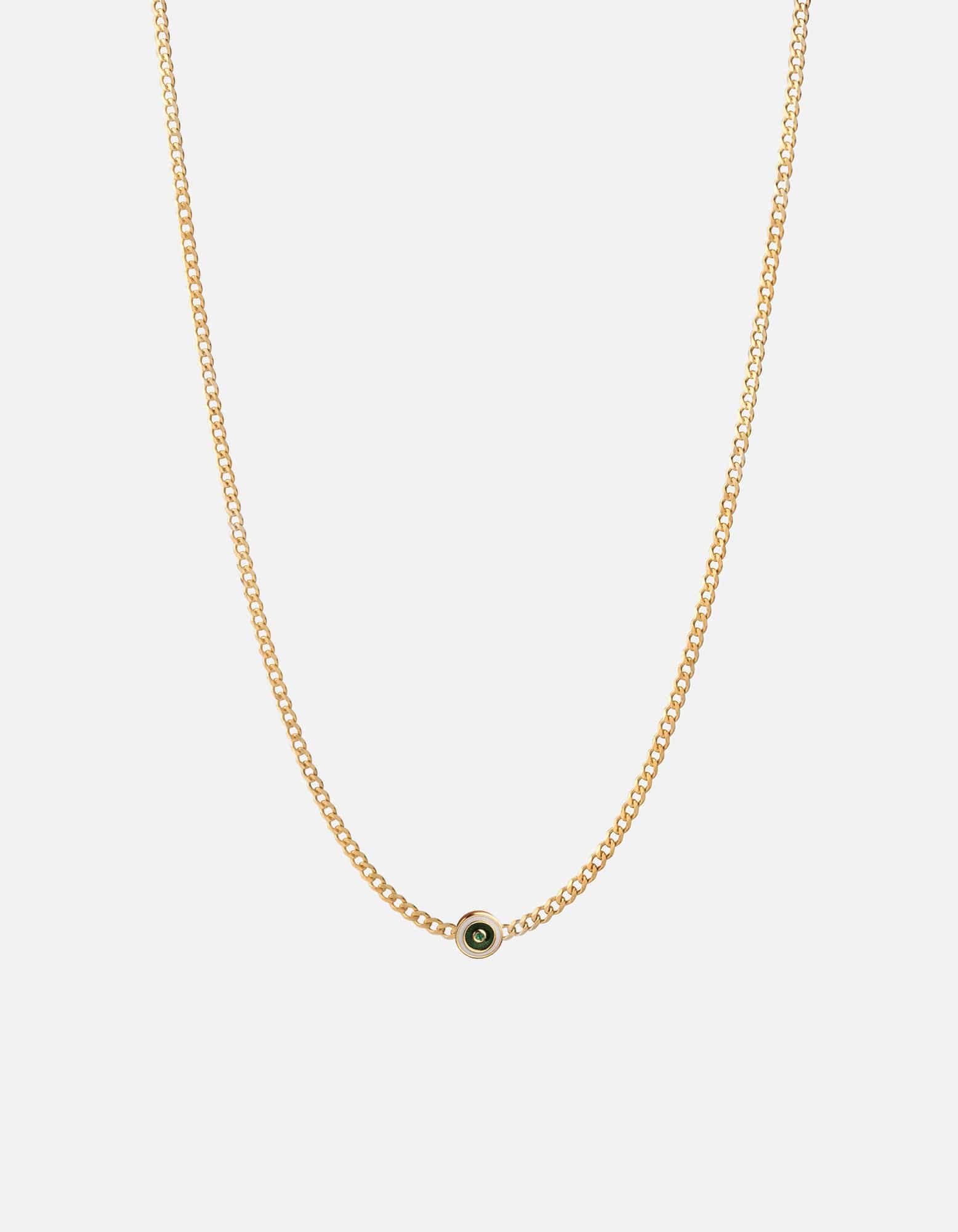 Miansai Necklaces Opus Chalcedony Type Chain Necklace, Gold Vermeil/Green 1 Letter / Green / 24 in. / Monogram: Yes