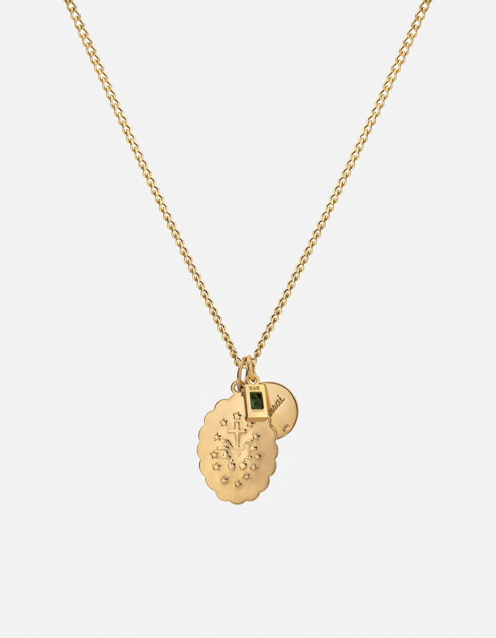 Mini Saints Agate Trilogy Pendant Necklace, Gold Vermeil