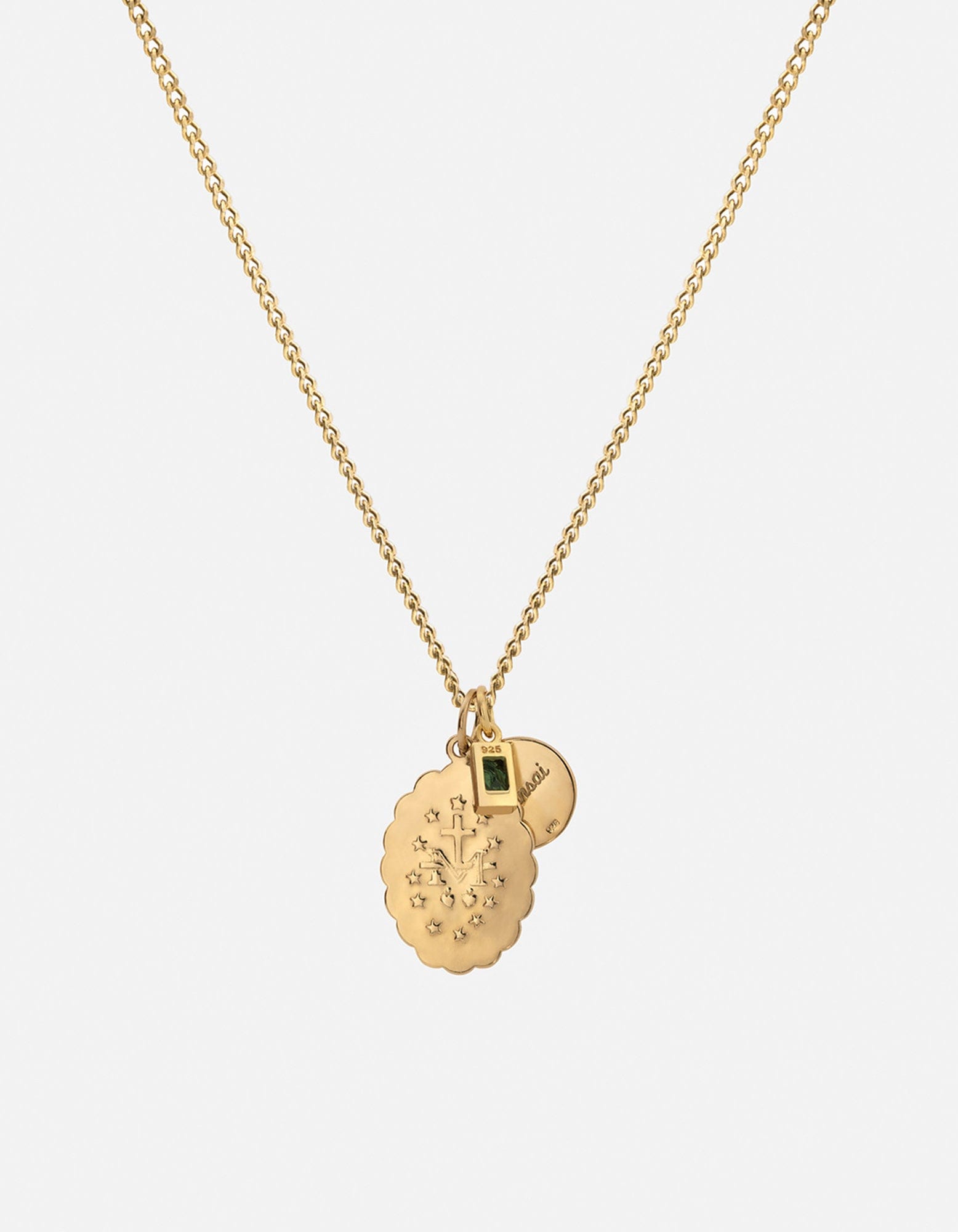 Mini Saints Agate Trilogy Pendant Necklace, Gold Vermeil