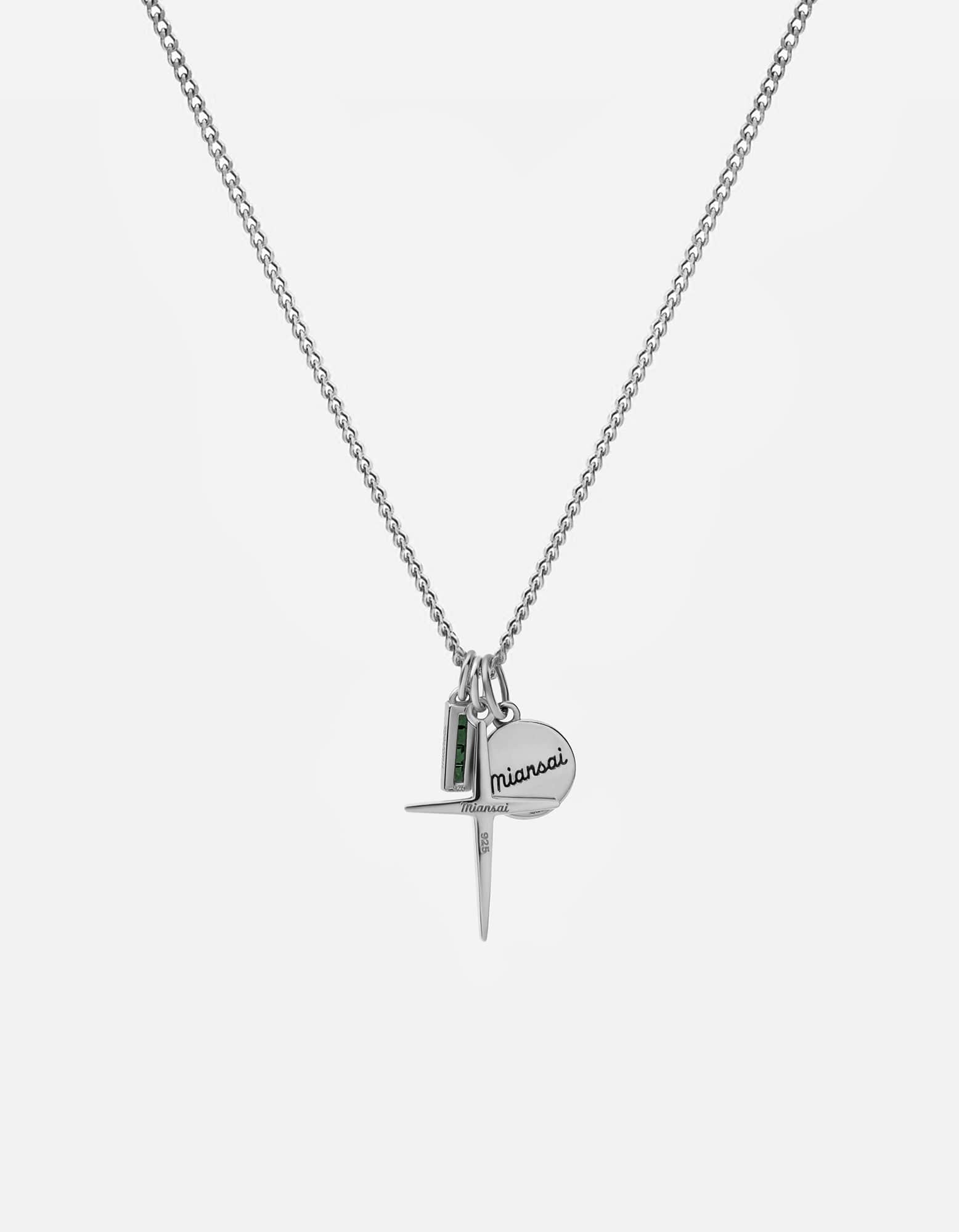 Aegis Trilogy Cross Necklace, Sterling Silver / Agate