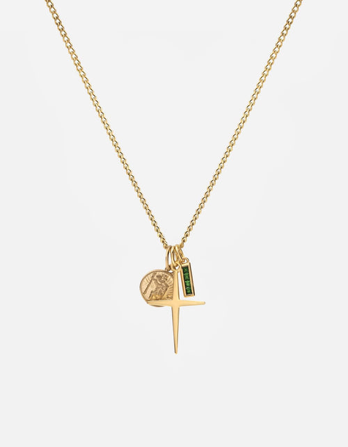 Miansai Necklaces Aegis Trilogy Agate Necklace, Gold Vermeil Green / 18 in.