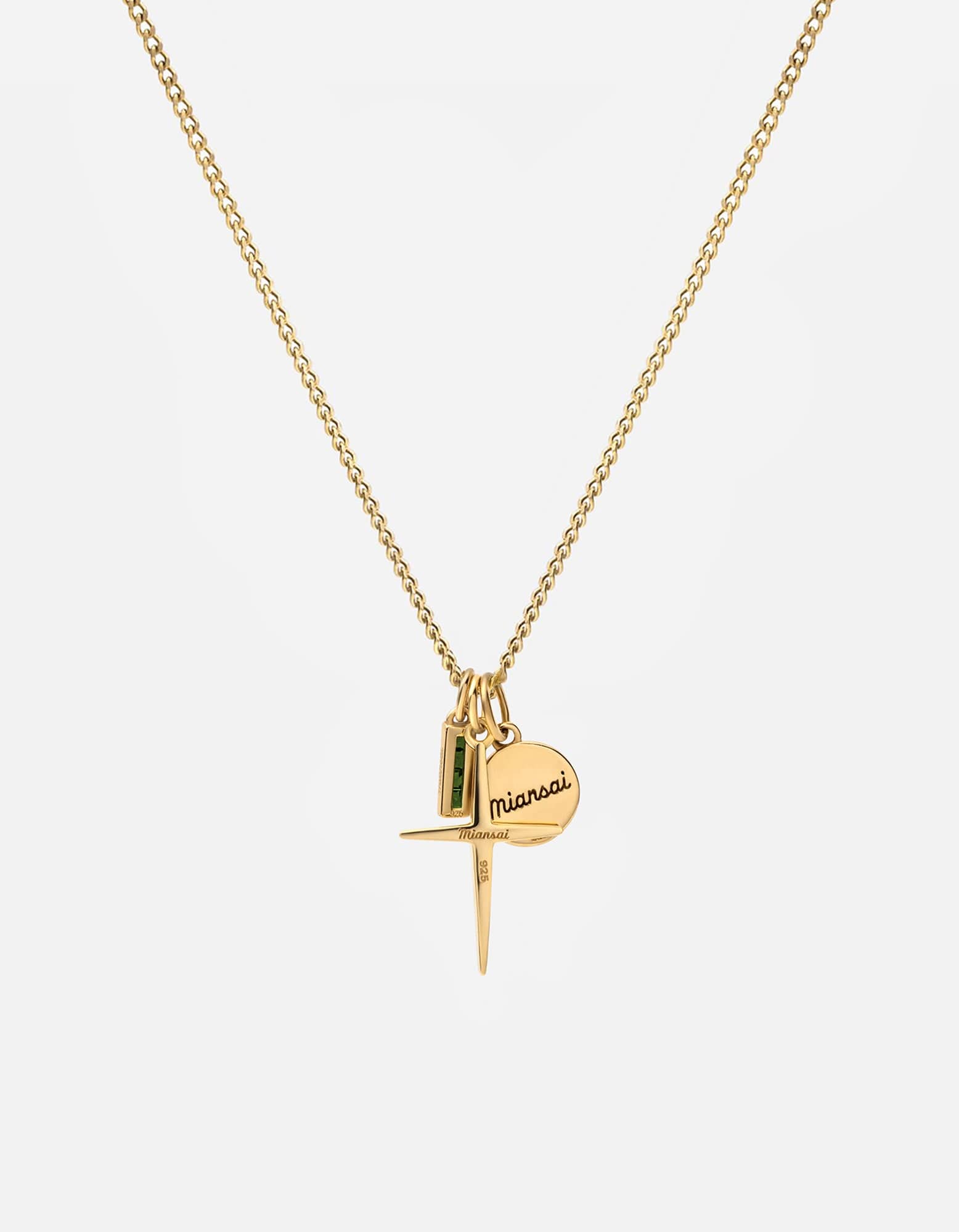 Aegis Trilogy Cross Necklace, Gold Vermeil / Agate