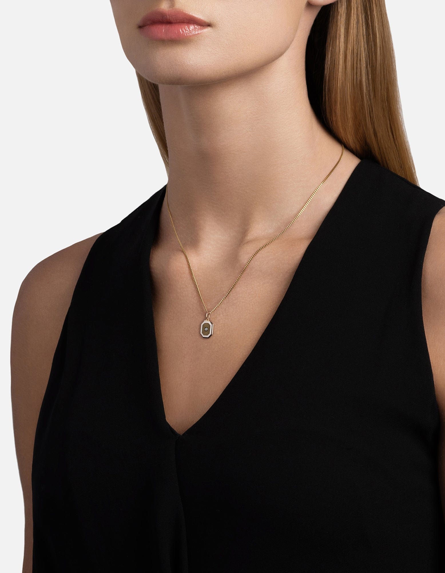 Umbra Sapphire Necklace, Gold Vermeil/Black