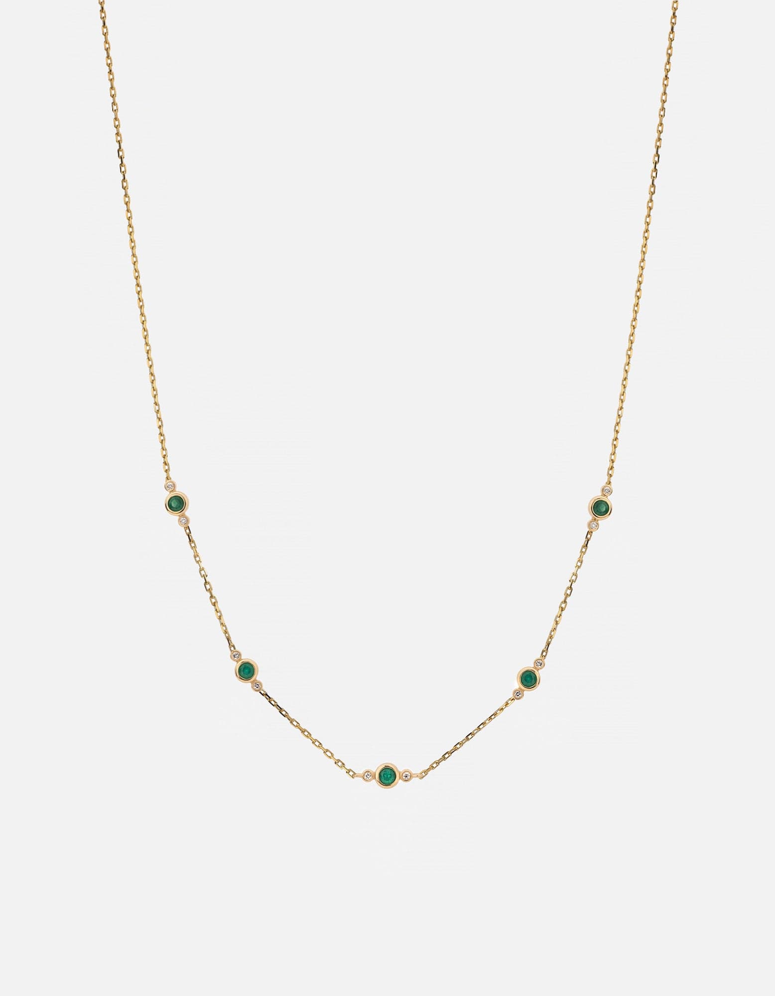 Miansai Necklaces Zaha Chalcedony Necklace, 14k Gold Pavé Green / 16-18 in.
