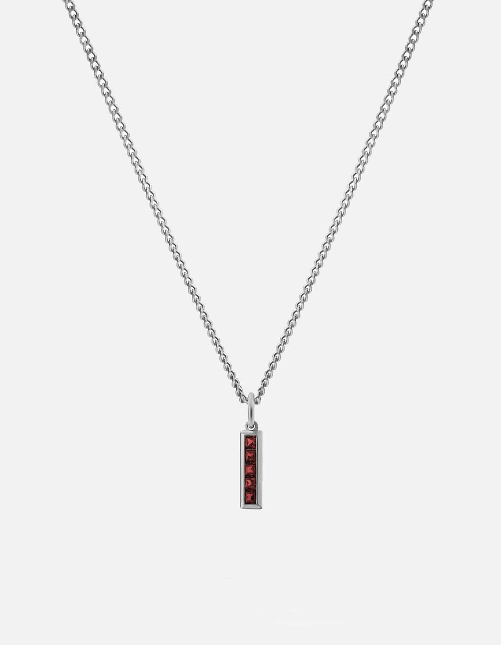 Slim Totem Garnet Necklace, Sterling Silver