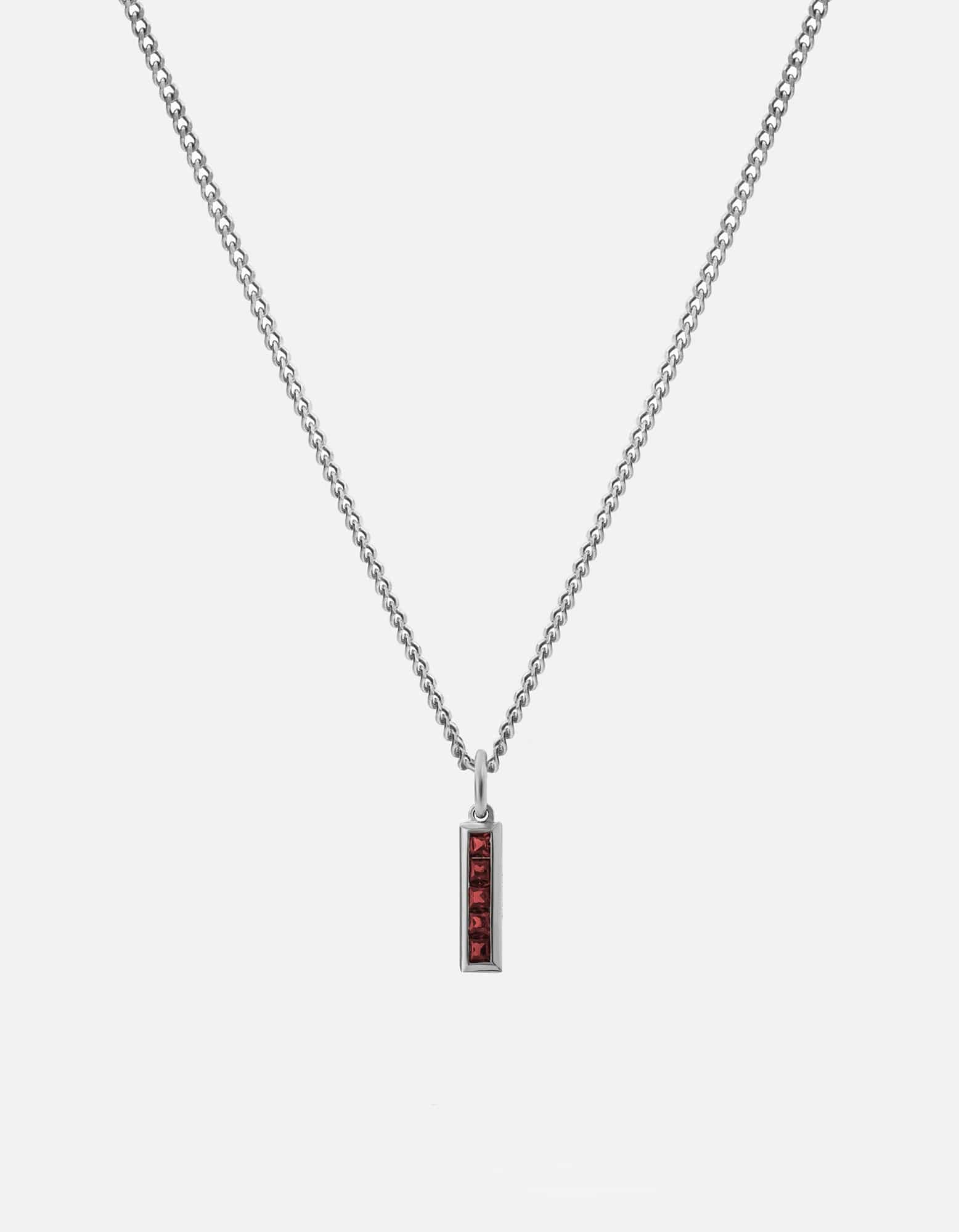 Slim Totem Garnet Necklace, Sterling Silver
