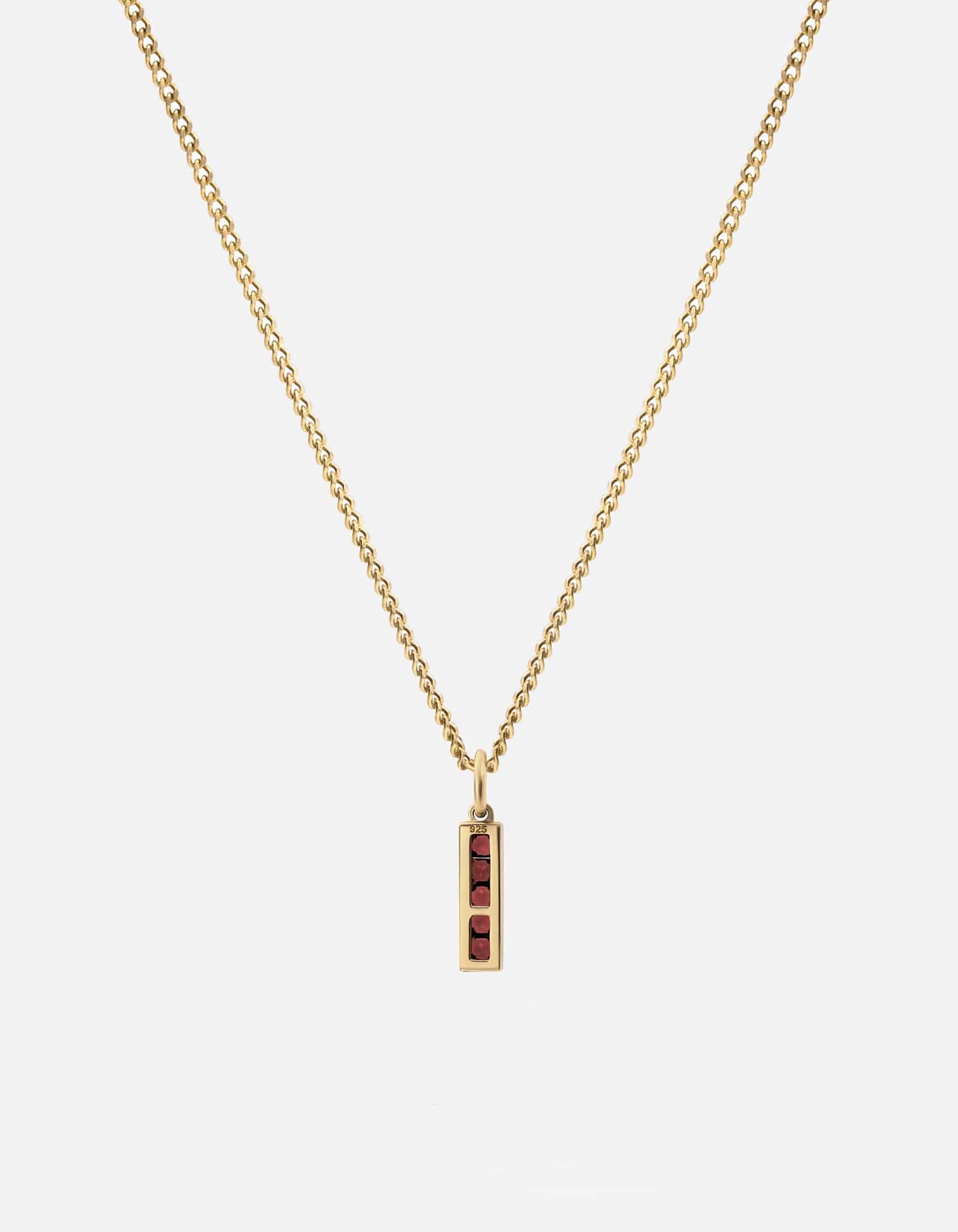 Miansai Necklaces Slim Totem Garnet Necklace, Gold Vermeil Red / 18 in.