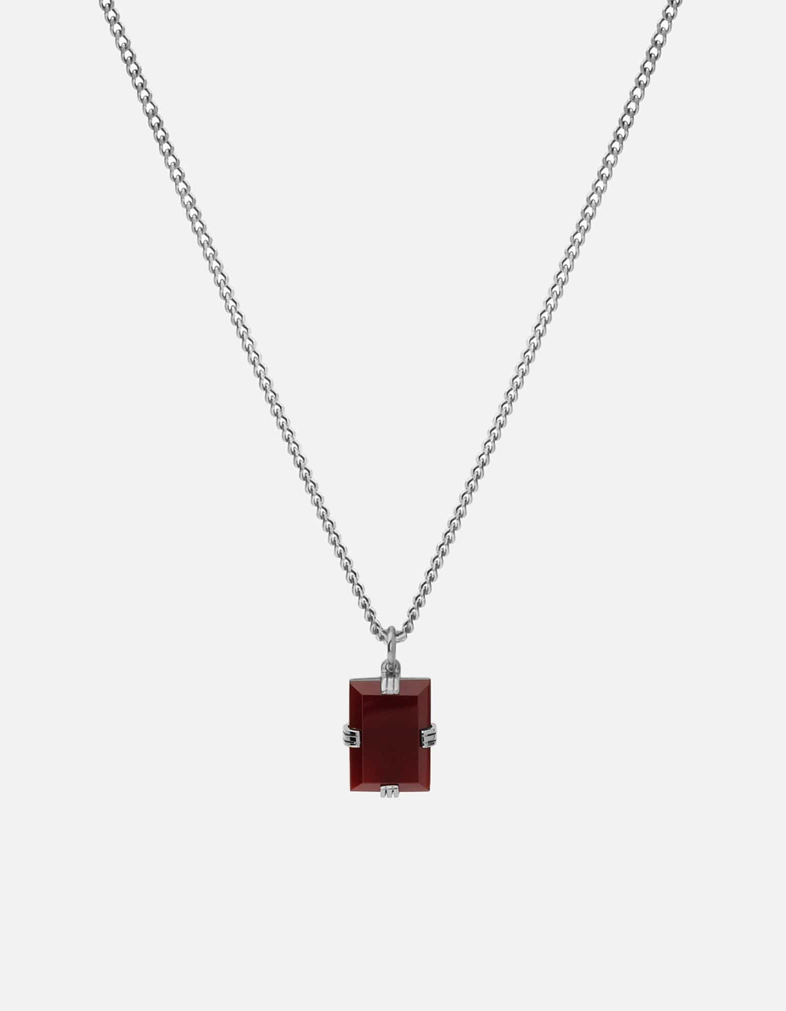 Miansai Necklaces Lennox Cornelian Necklace, Sterling Silver Red / 24 in. / Monogram: No