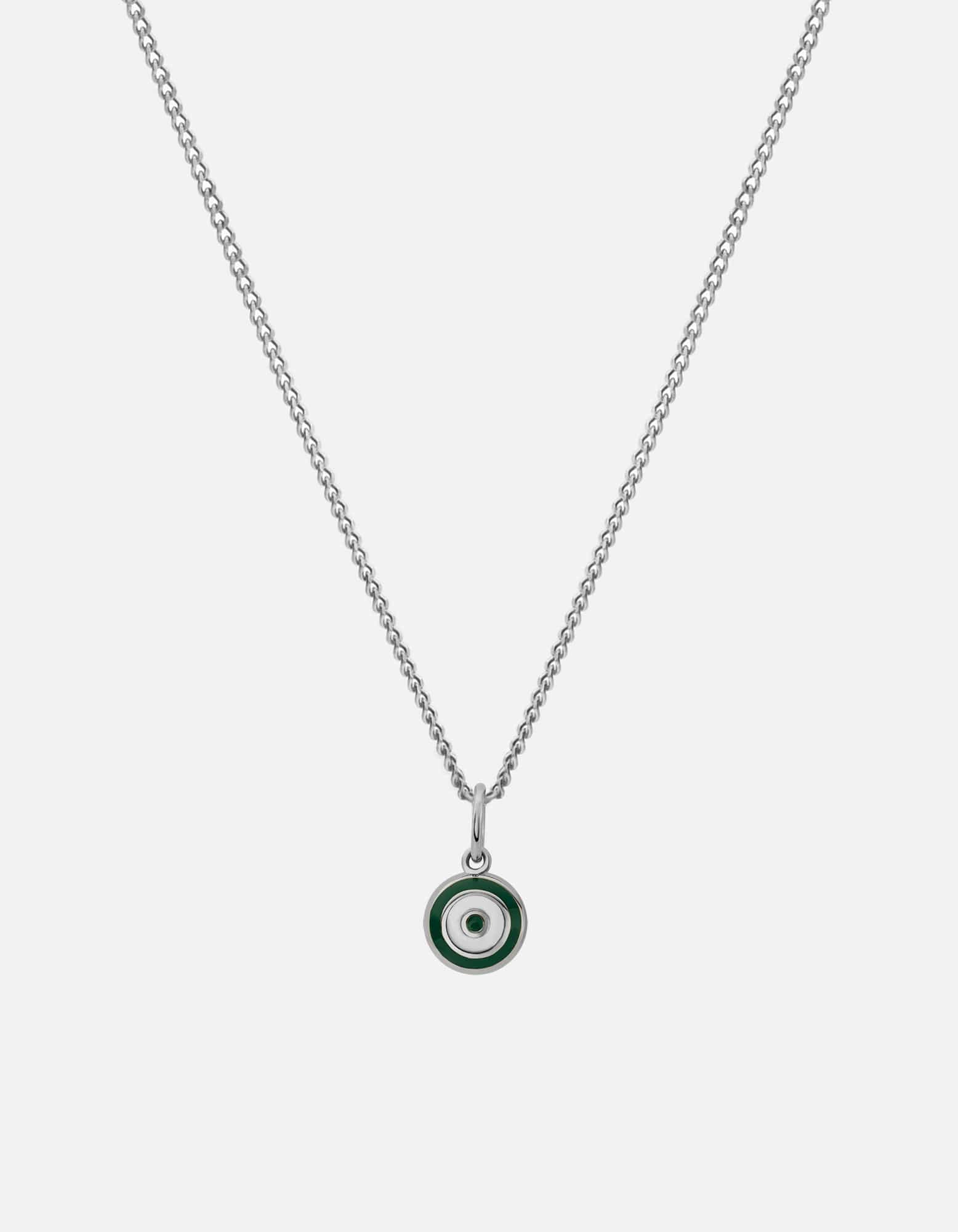 Miansai Necklaces Ojos Necklace, Sterling Silver/Linen Green / 21 in. / Monogram: No