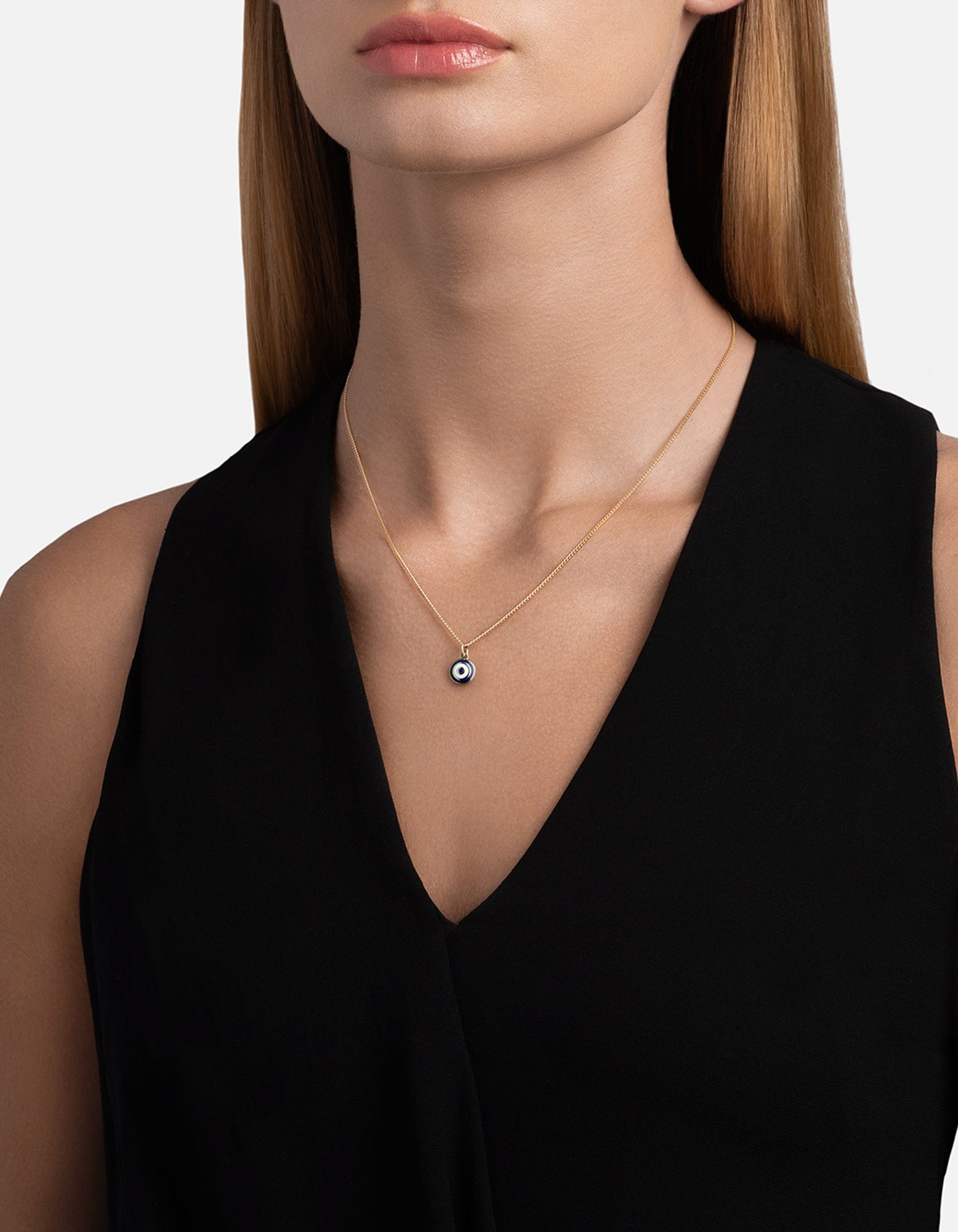 Ojos Evil Eye Necklace, Gold Vermeil/Sky Blue