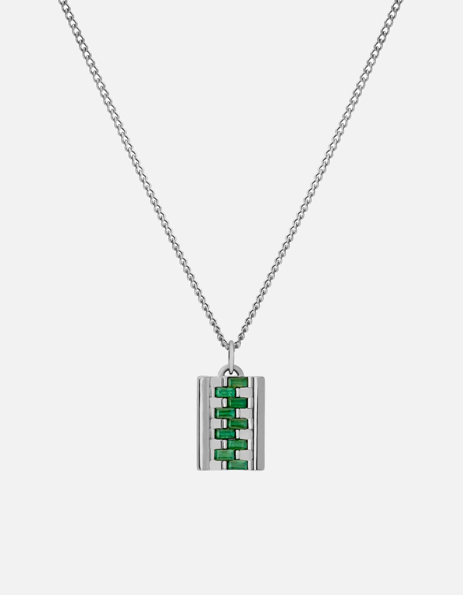 Miansai Necklaces Delano Agate Necklace, Sterling Silver Green / 24 in. / Monogram: No