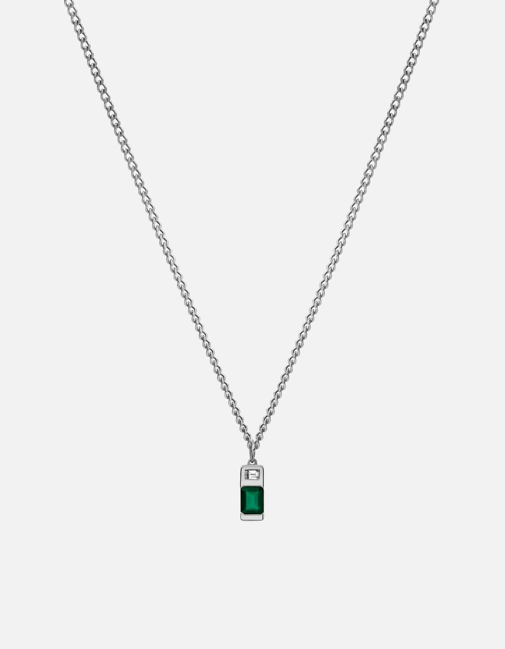 Miansai Necklaces Everett Agate Necklace, Sterling Silver/Baguette Sapphire Green / 21 in.