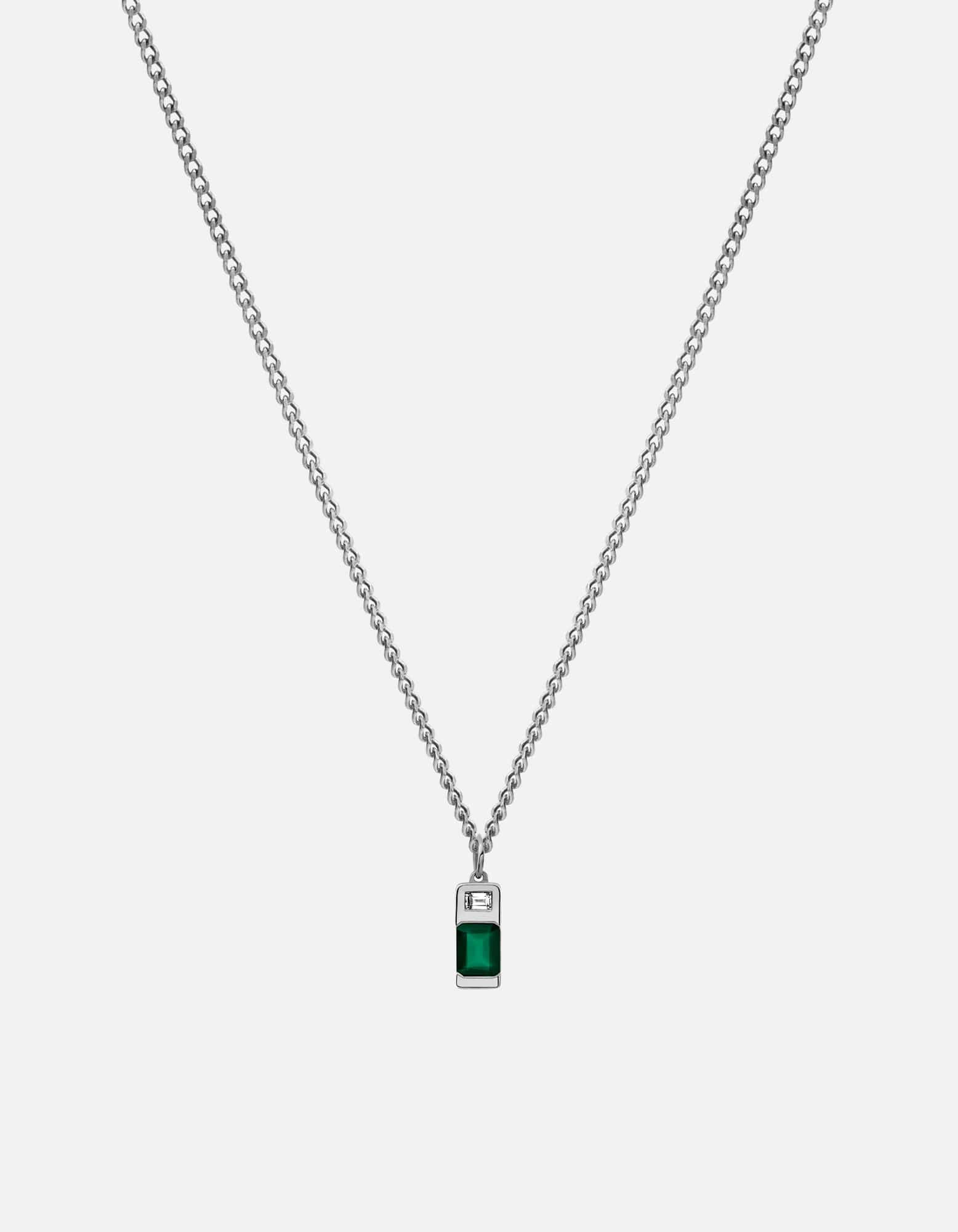 Miansai Necklaces Everett Agate Necklace, Sterling Silver/Baguette Sapphire Green / 21 in.