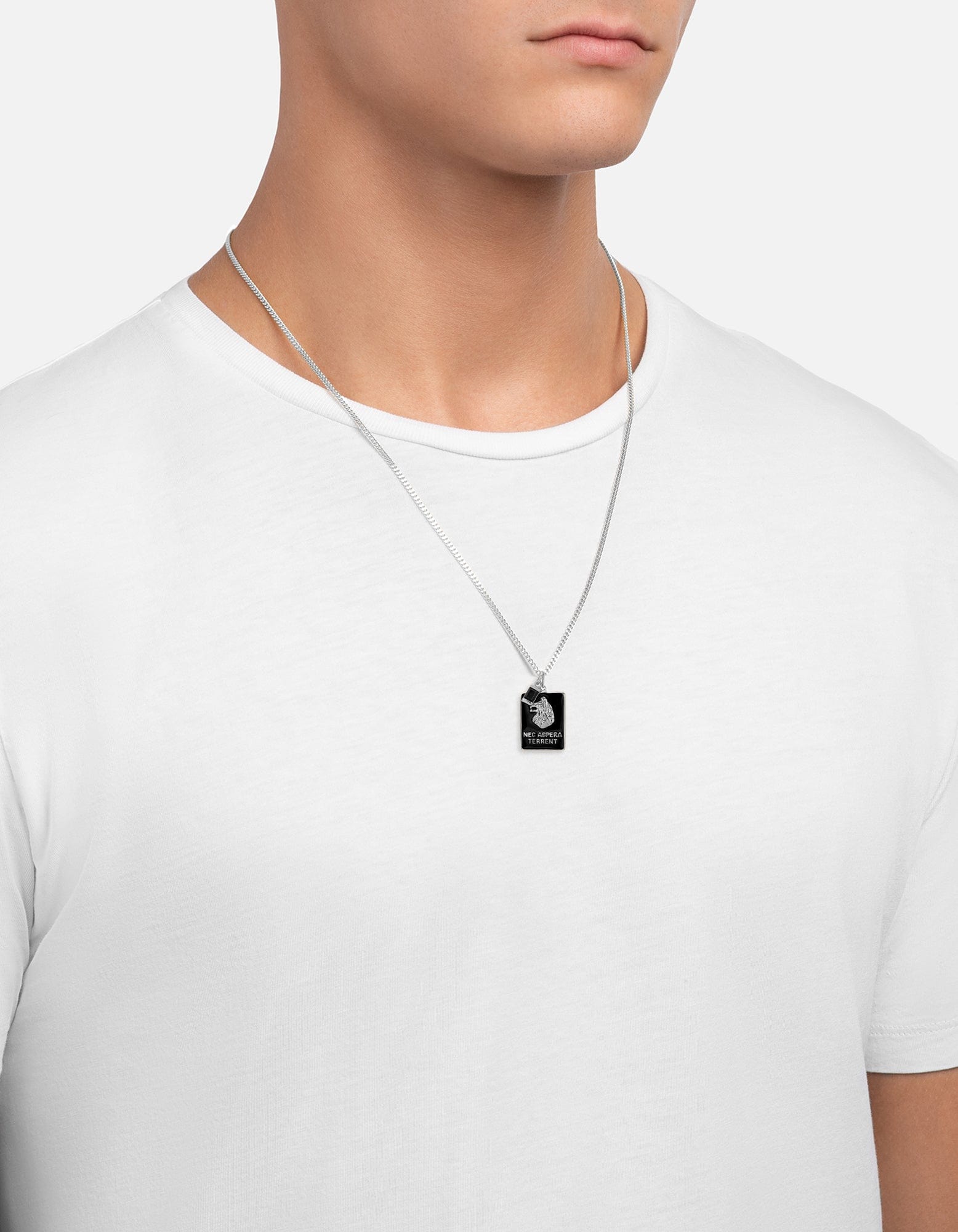 Wolf Onyx Necklace, Sterling Silver/Black