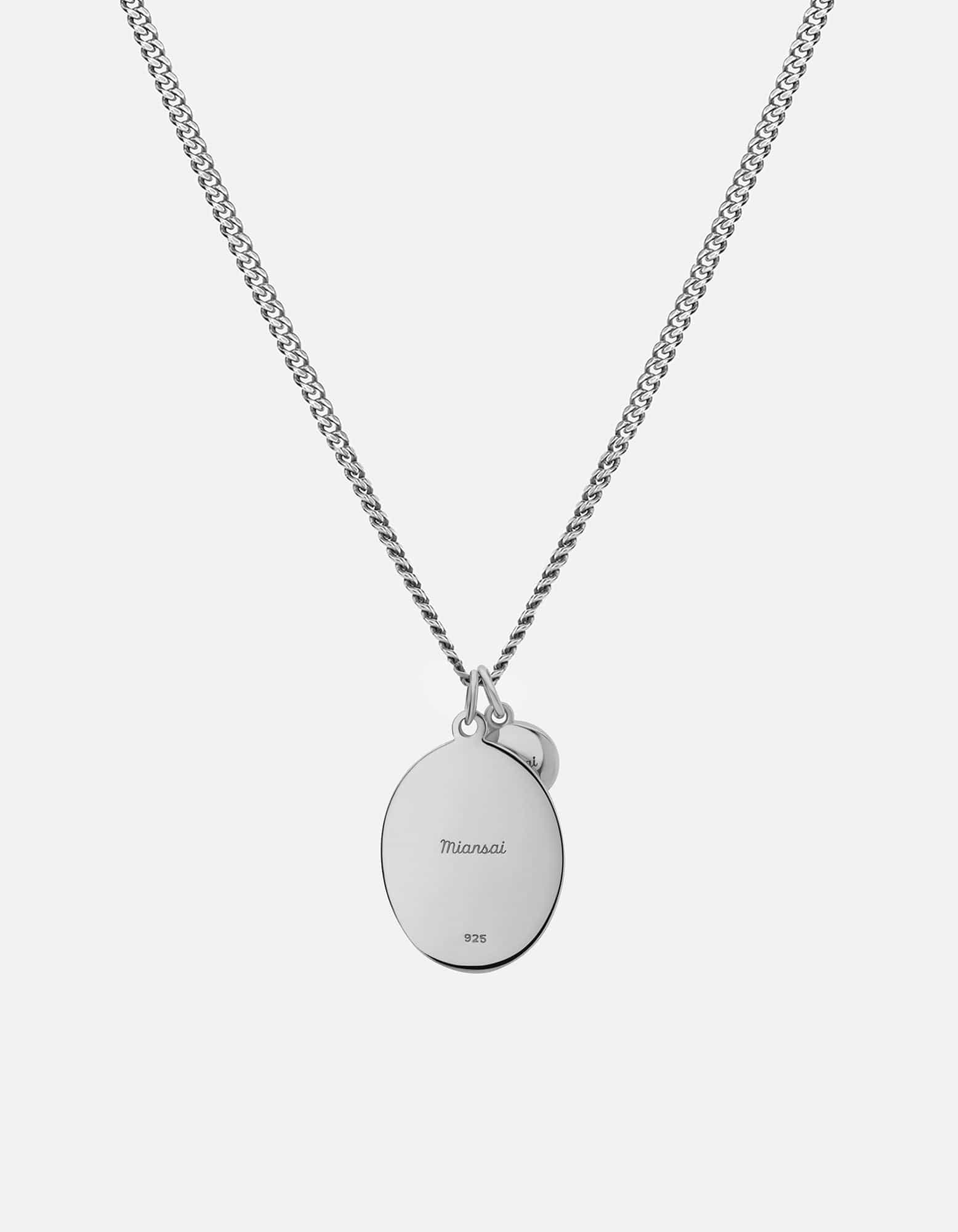 Oxen Pendant Necklace, Sterling Silver / Black