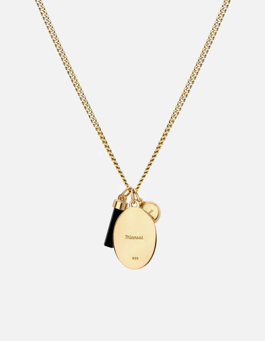 Dawn Trilogy Pendant Necklace, Gold Vermeil / Black