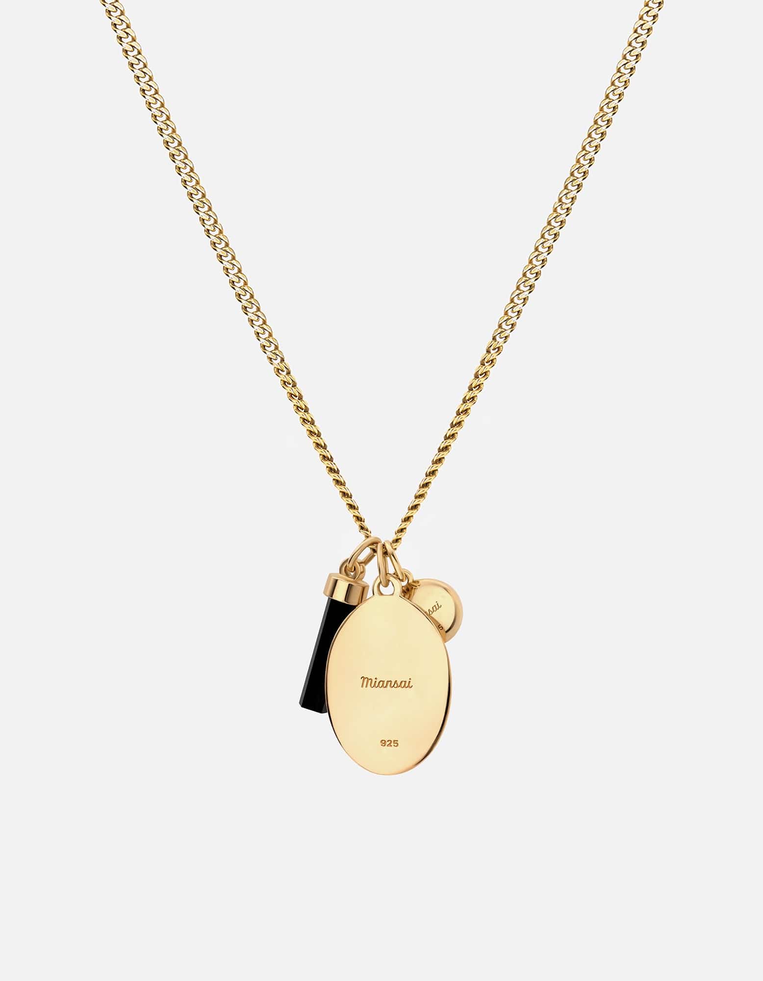 Dawn Trilogy Pendant Necklace, Gold Vermeil / Black