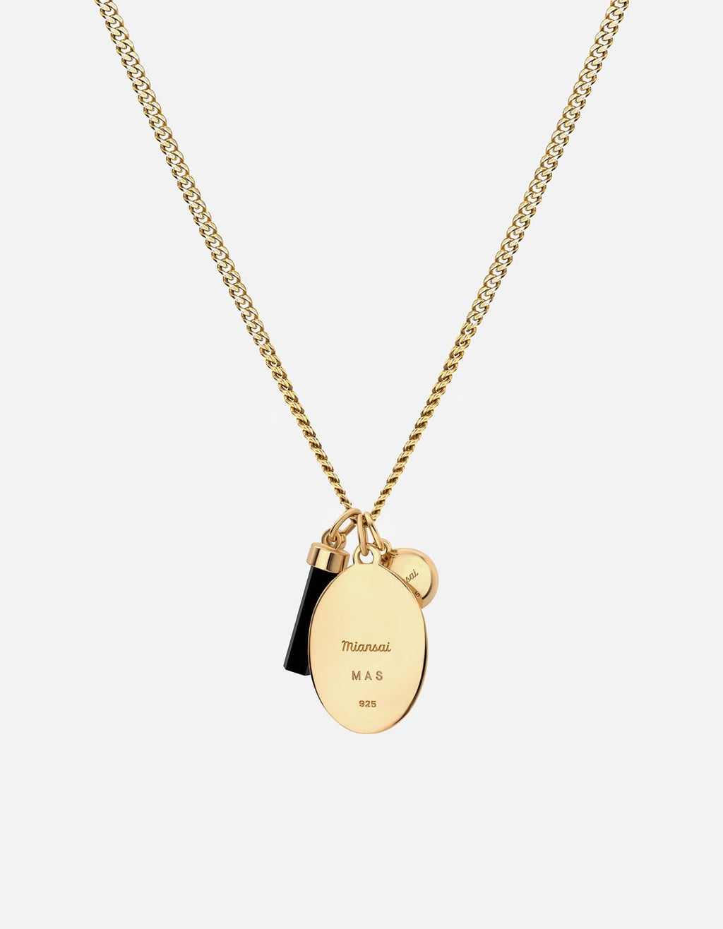 Dawn Trilogy Pendant Necklace, Gold Vermeil / Black