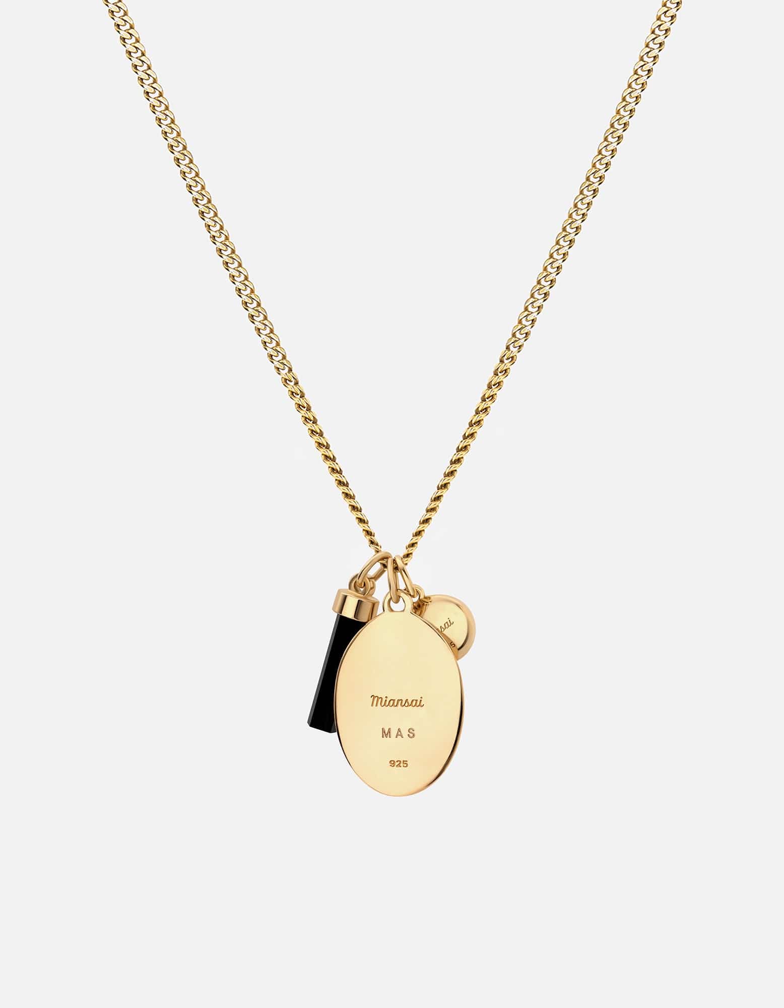 Dawn Trilogy Pendant Necklace, Gold Vermeil / Black