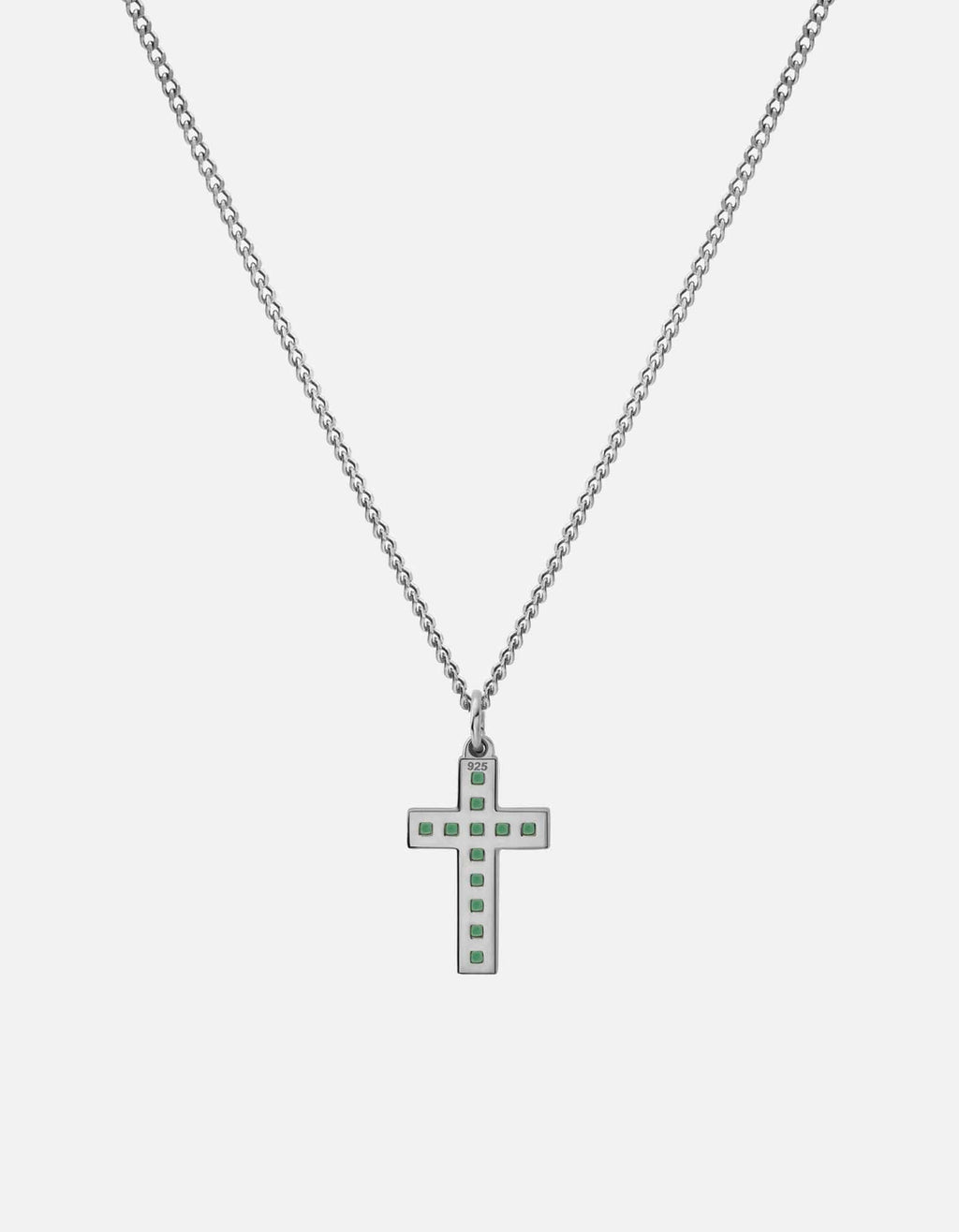 Cross Agate Pendant Necklace, Sterling Silver