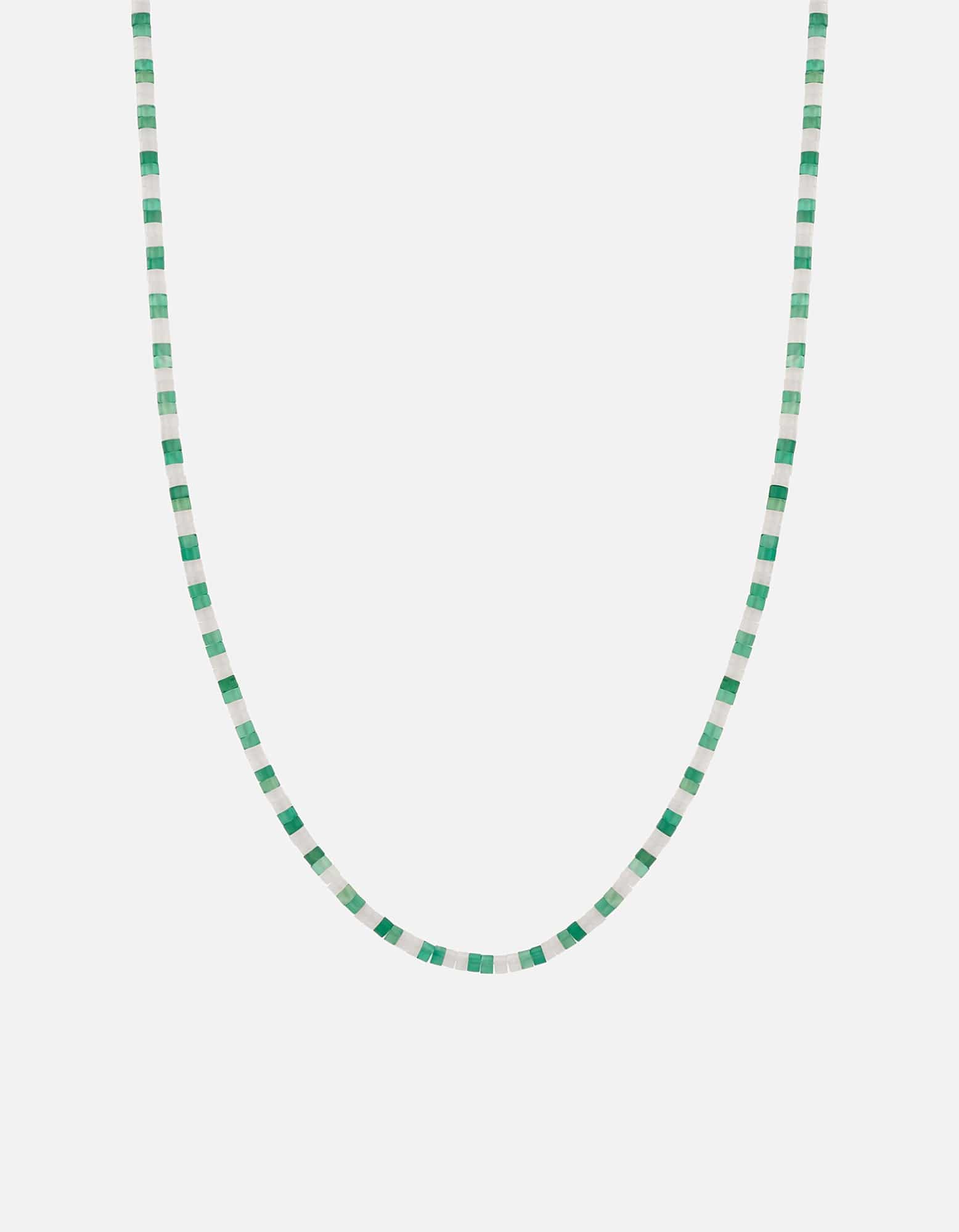 Kai Agate Bead Necklace, Sterling Silver / Green