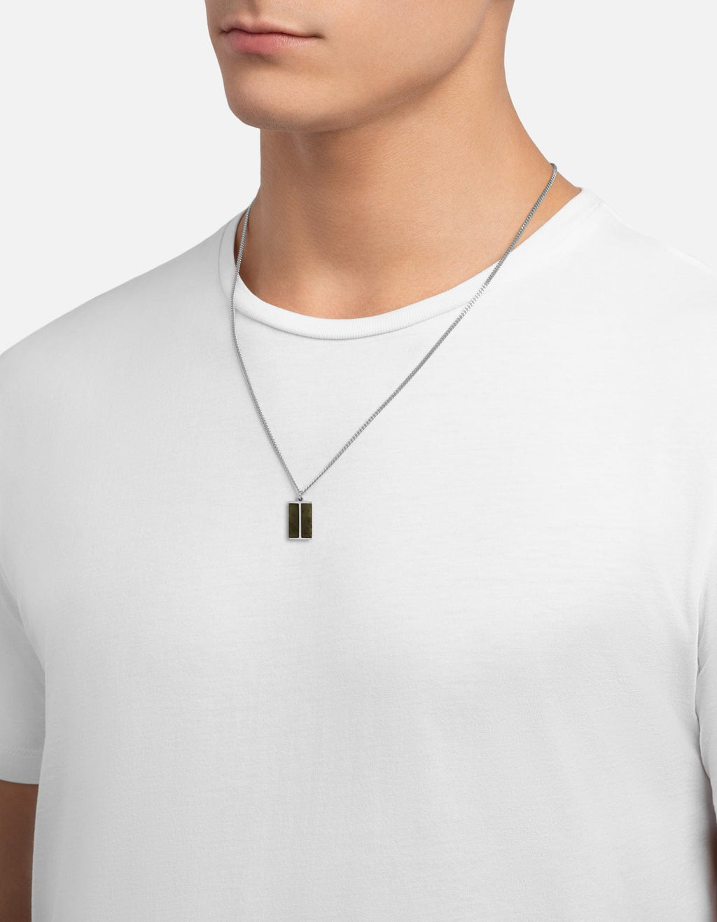 Duo Jasper Pendant Necklace, Sterling Silver