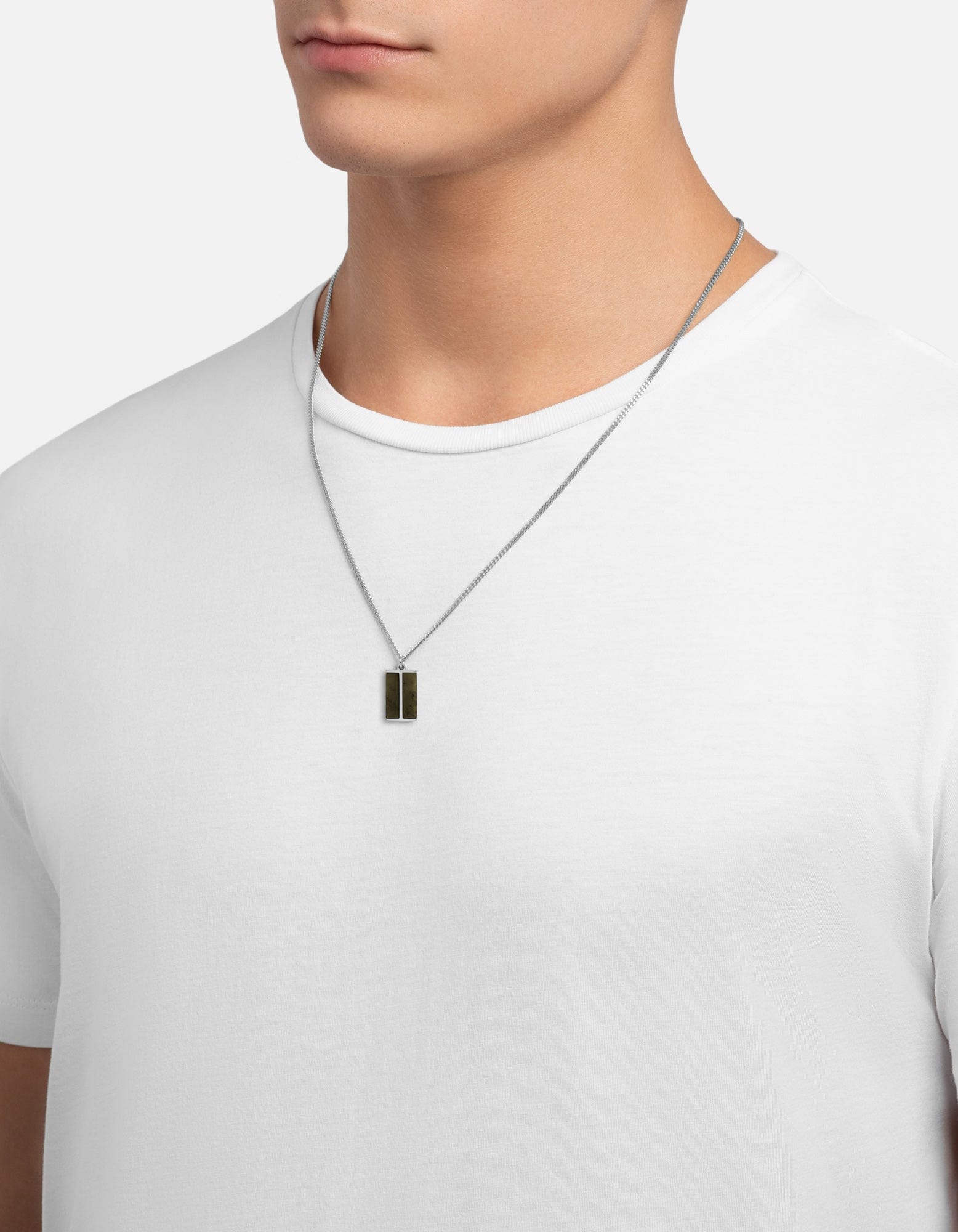 Duo Jasper Pendant Necklace, Sterling Silver