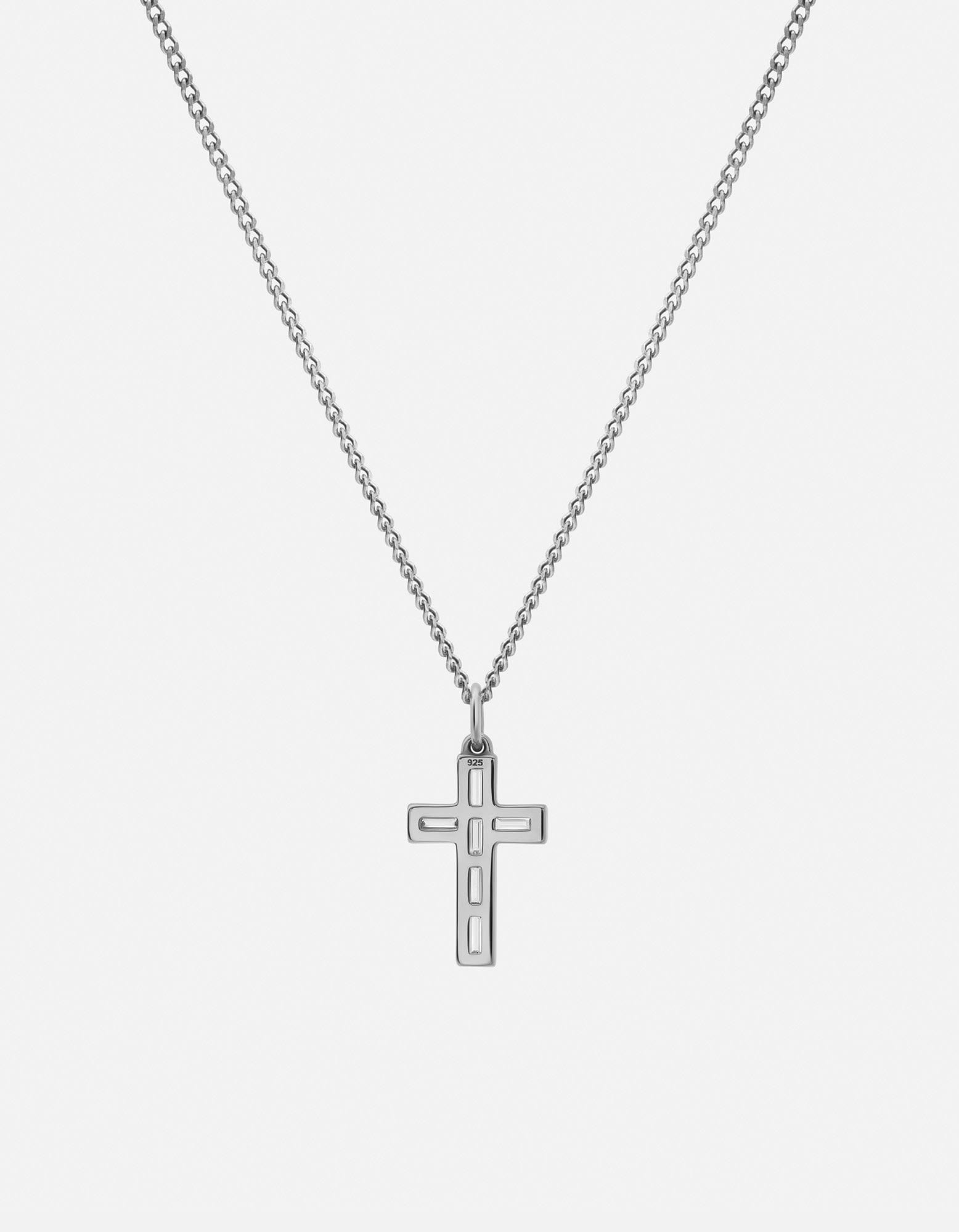 Cruxe Diamond Cross Pendant Necklace, Sterling Silver