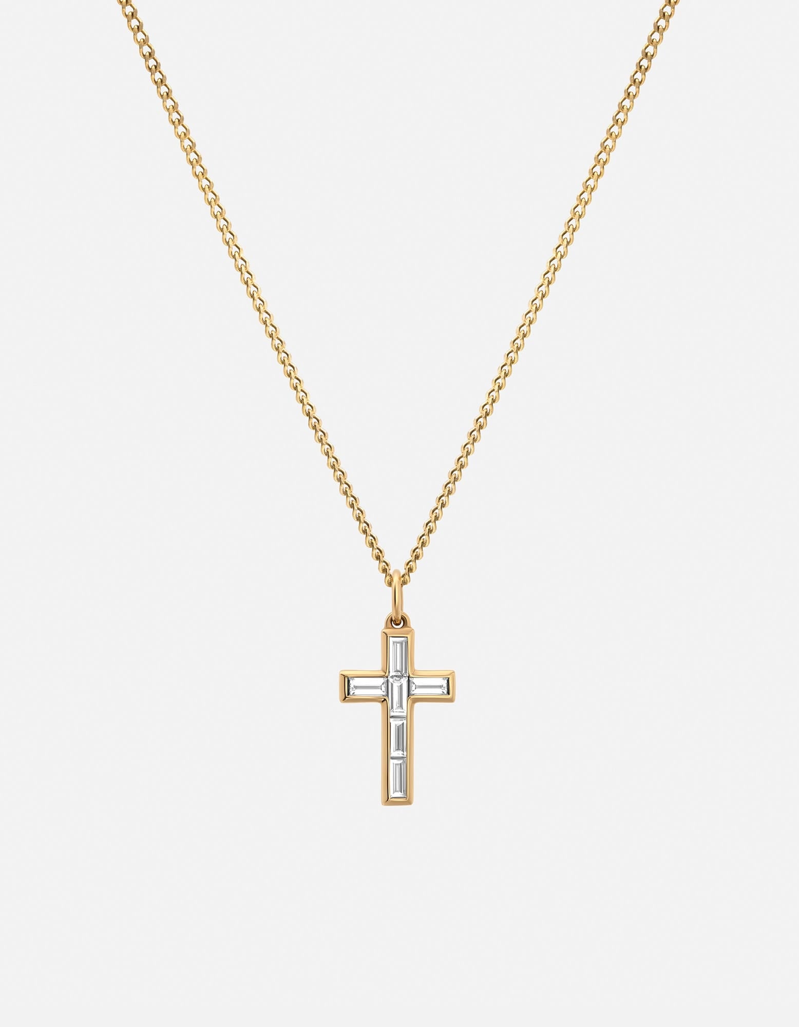 Miansai Necklaces Cruxe Diamond Cross Pendant Necklace, 14k Gold Polished Gold / 21in.