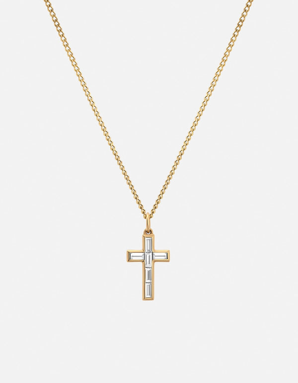 Miansai Necklaces Cruxe Diamond Cross Pendant Necklace, 14k Gold Polished Gold / 21in.