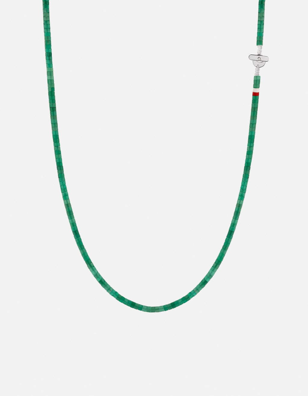 Zane Agate Bead Necklace, Sterling Silver / Green