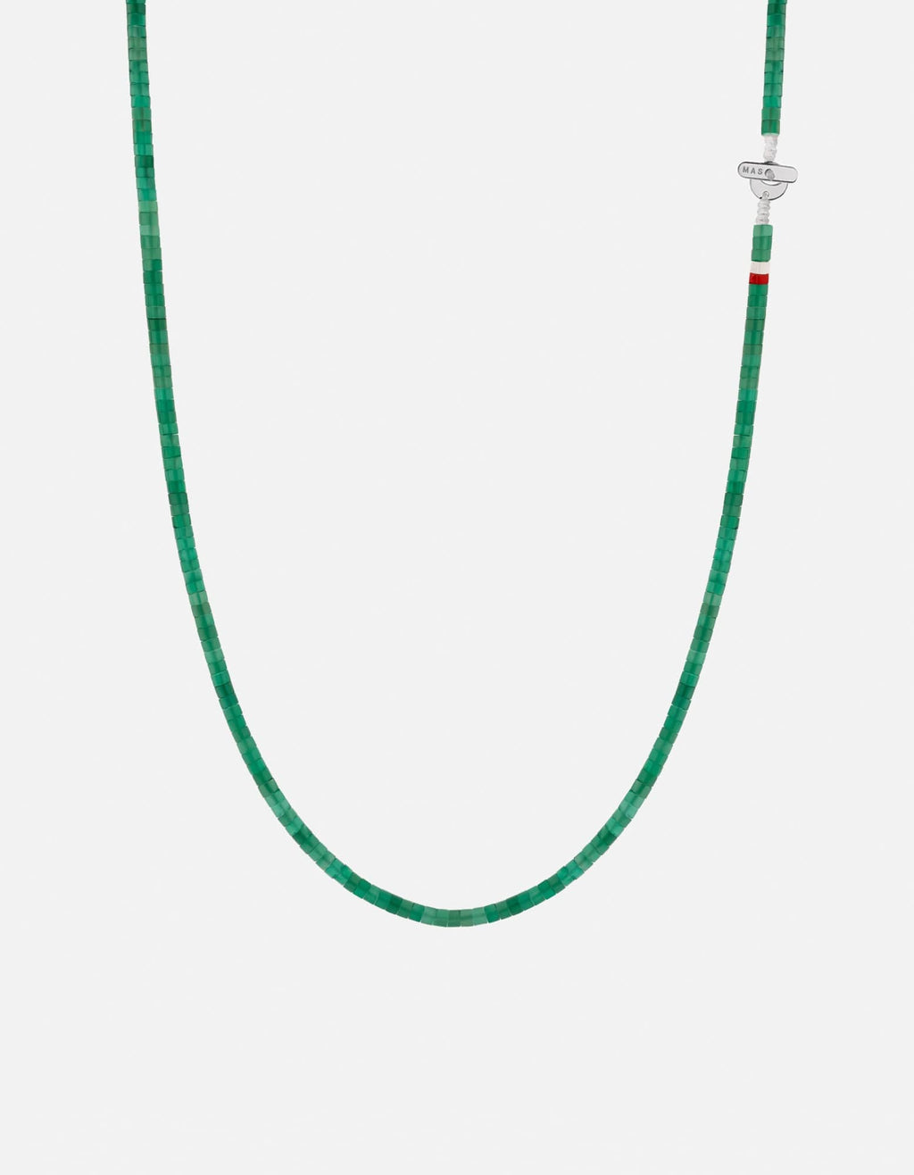 Zane Agate Bead Necklace, Sterling Silver / Green