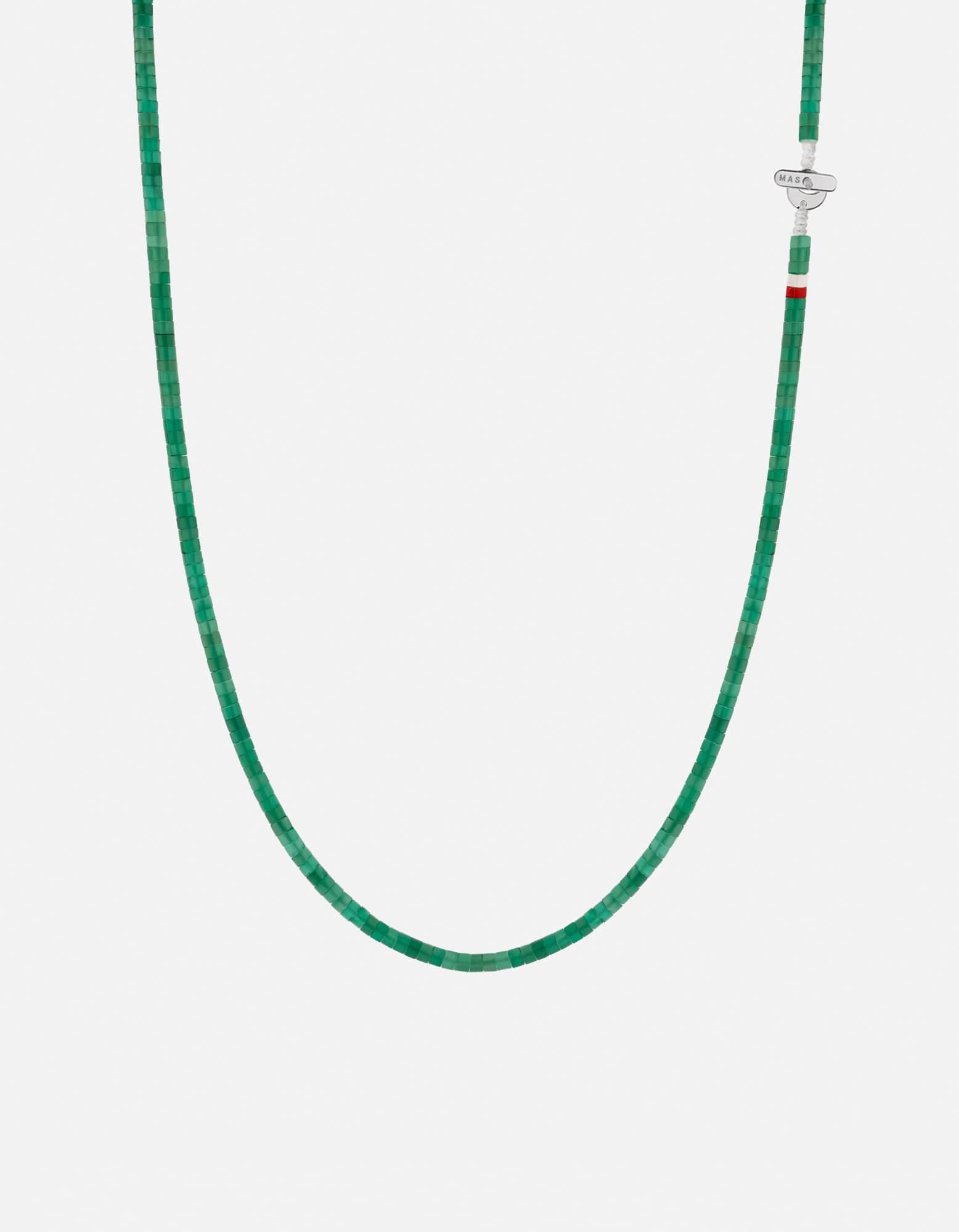 Zane Agate Bead Necklace, Sterling Silver / Green