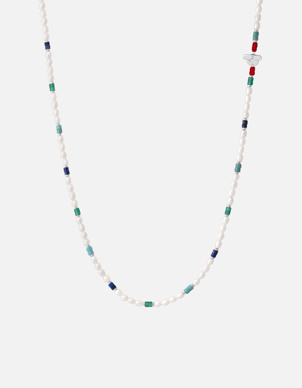 Ravi Pearl Necklace, Sterling Silver / Blue/Green