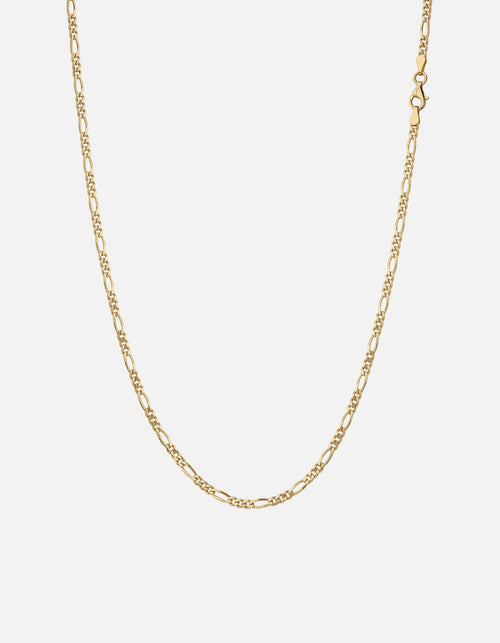 3mm Figaro Chain Necklace, Gold Vermeil