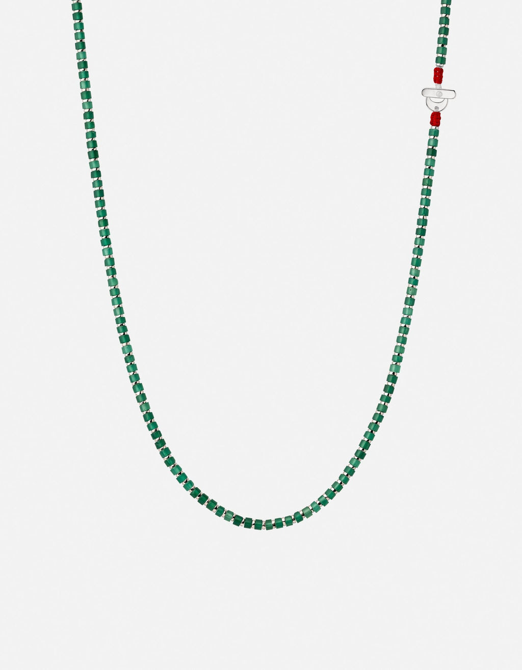 Kato Agate Bead Necklace, Sterling Silver / Green