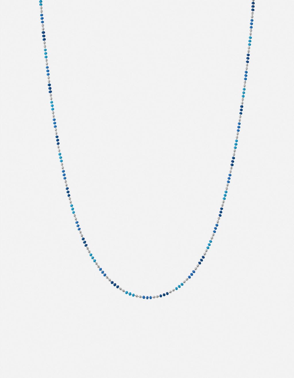 Orb 1.5mm Chain Necklace, Sterling Silver / Blue