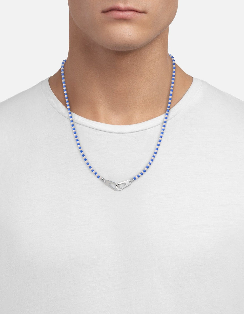 Niko Bead Necklace, Sterling Silver / Blue