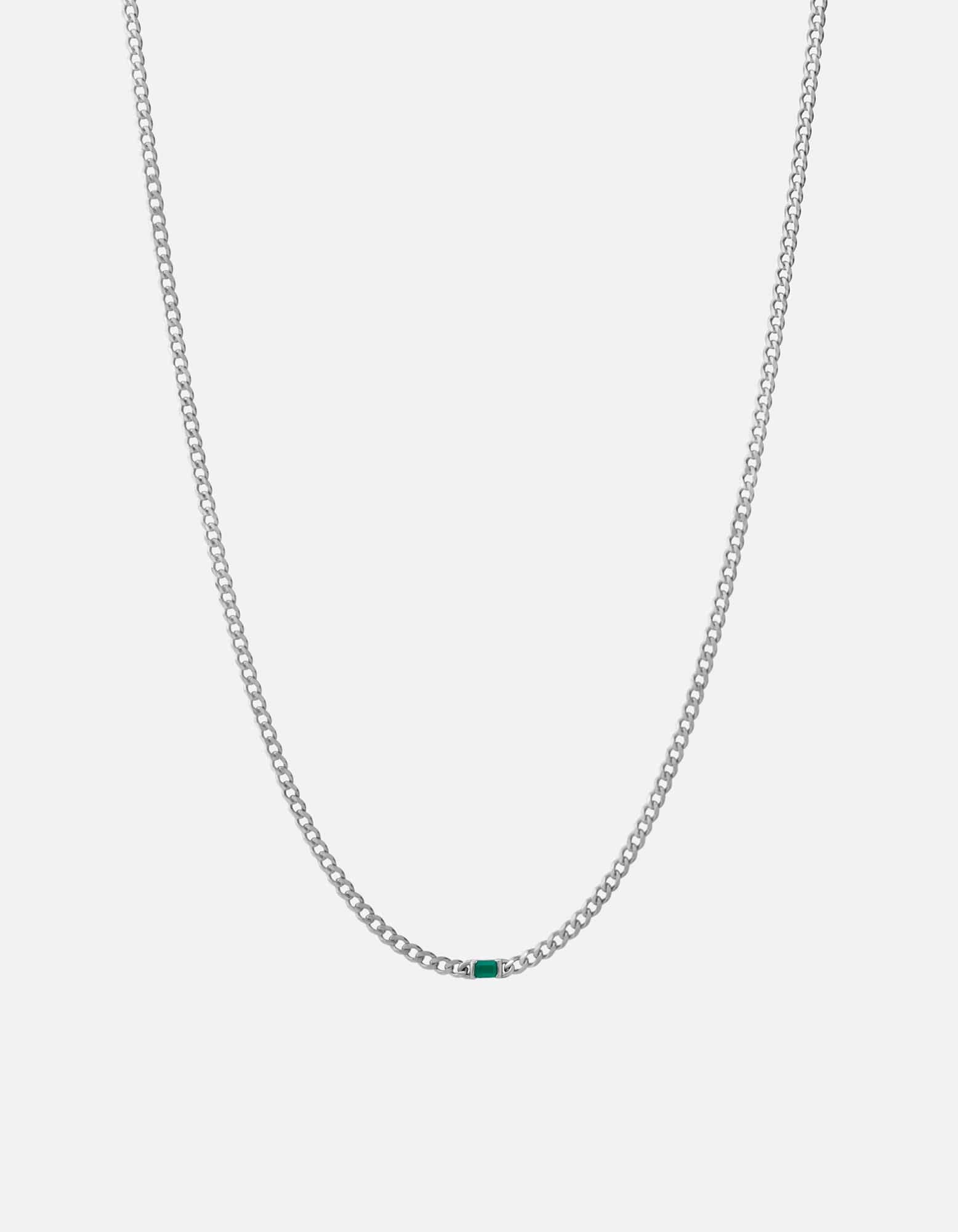 Miansai Necklaces Lyra Agate Chain Necklace, Sterling Silver Green / 20-21in.