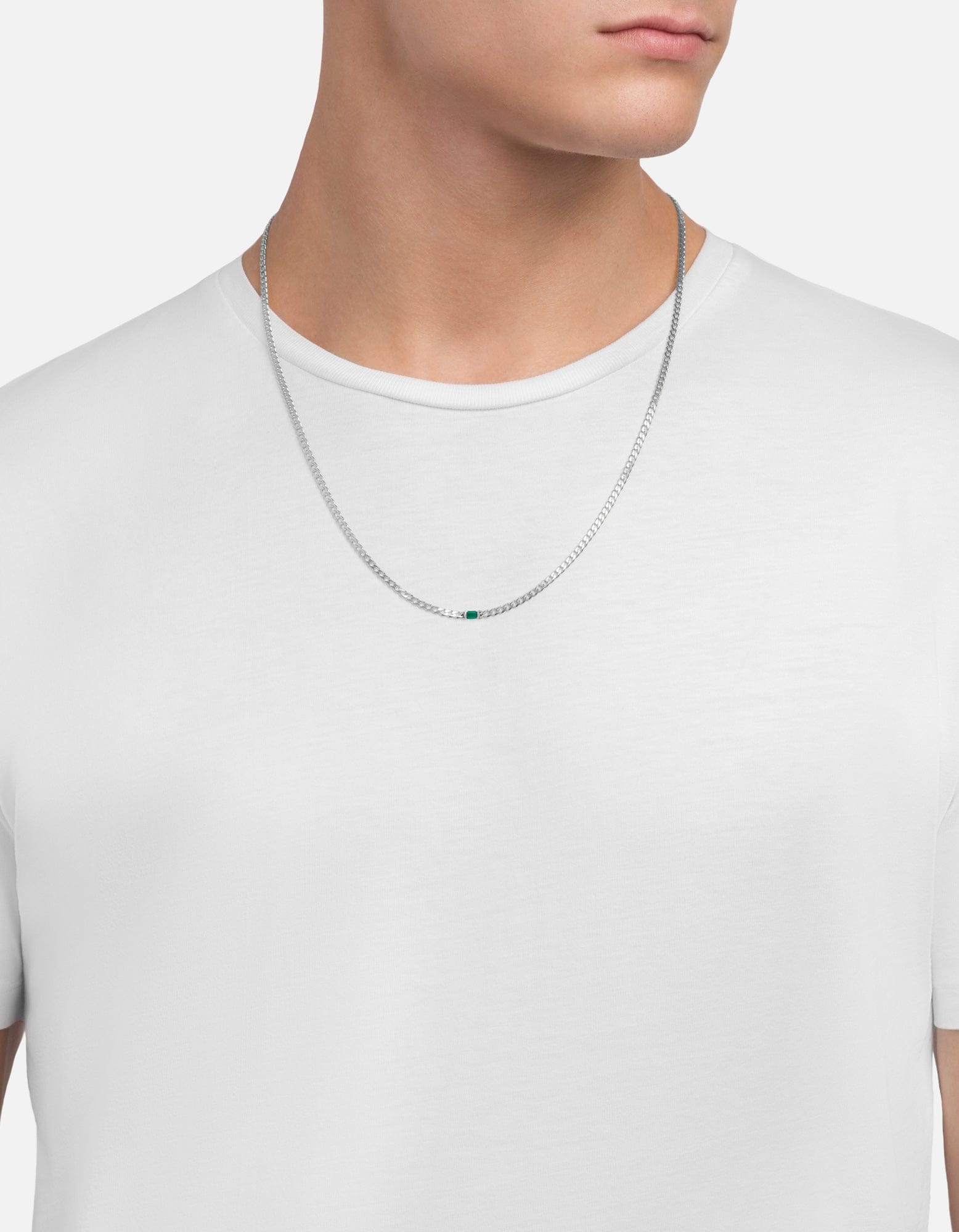 Lyra Agate Chain Necklace, Sterling Silver