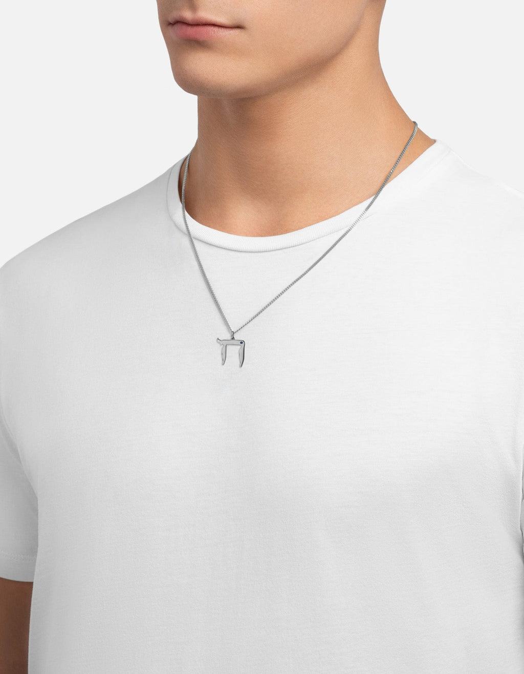 Chai Pendant Necklace, Sterling Silver / Sapphire