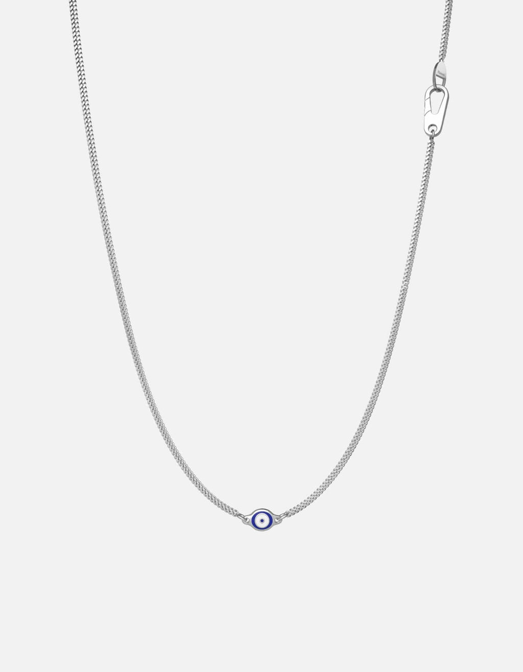 Single Evil Eye Necklace, Sterling Silver / Blue